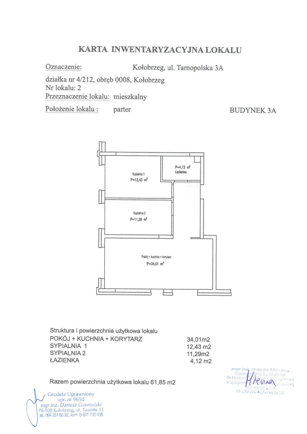 Mieszkanie 61,85 m², parter, oferta nr A2, Miejski Las, Kołobrzeg, Podczele, ul. Tarnopolska 3 A, B, C-idx