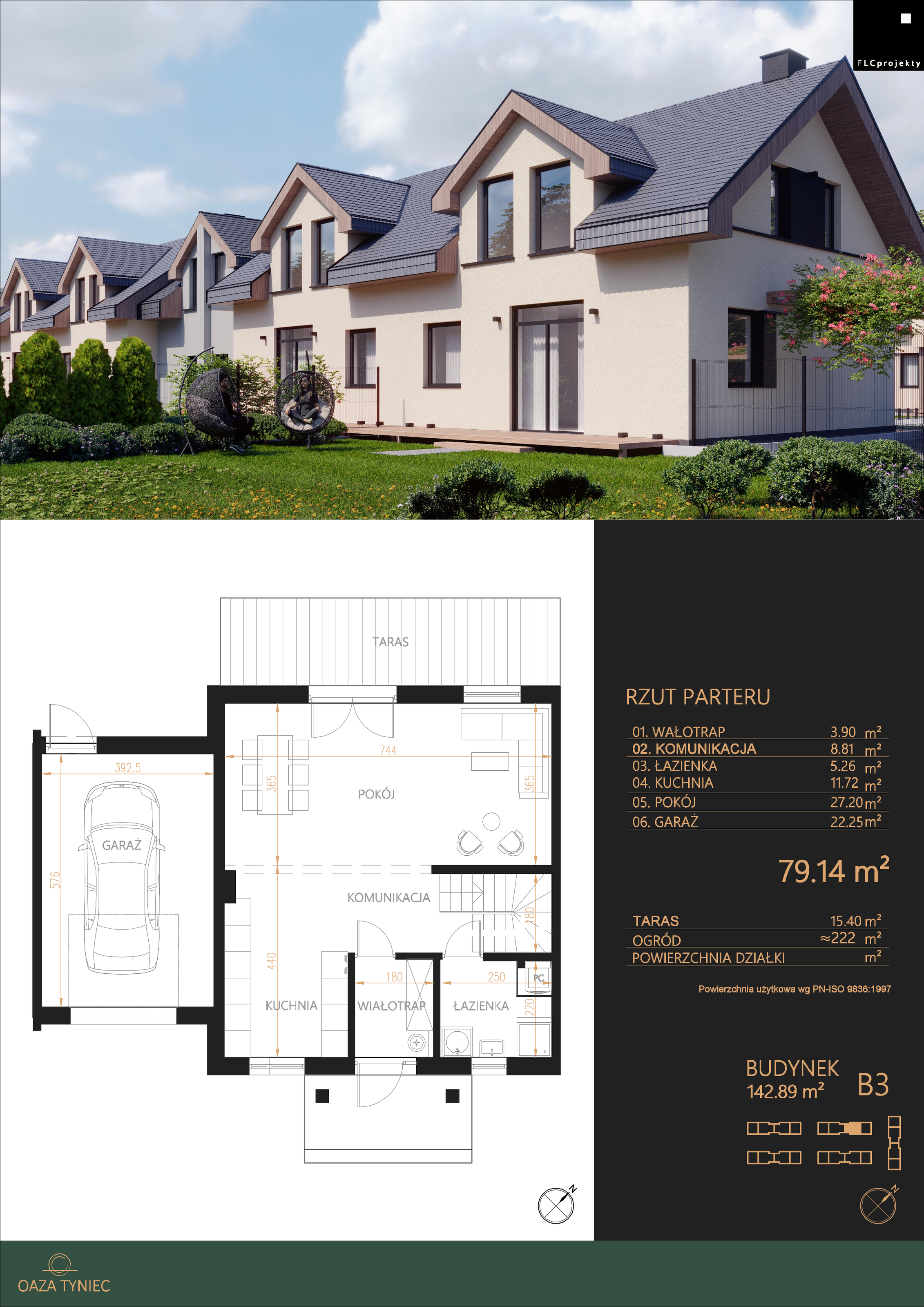 Dom 142,89 m², oferta nr B3, Oaza Tyniecka, Kraków, Dębniki, Bodzów, ul. Tyniecka / Wacława Felczaka-idx