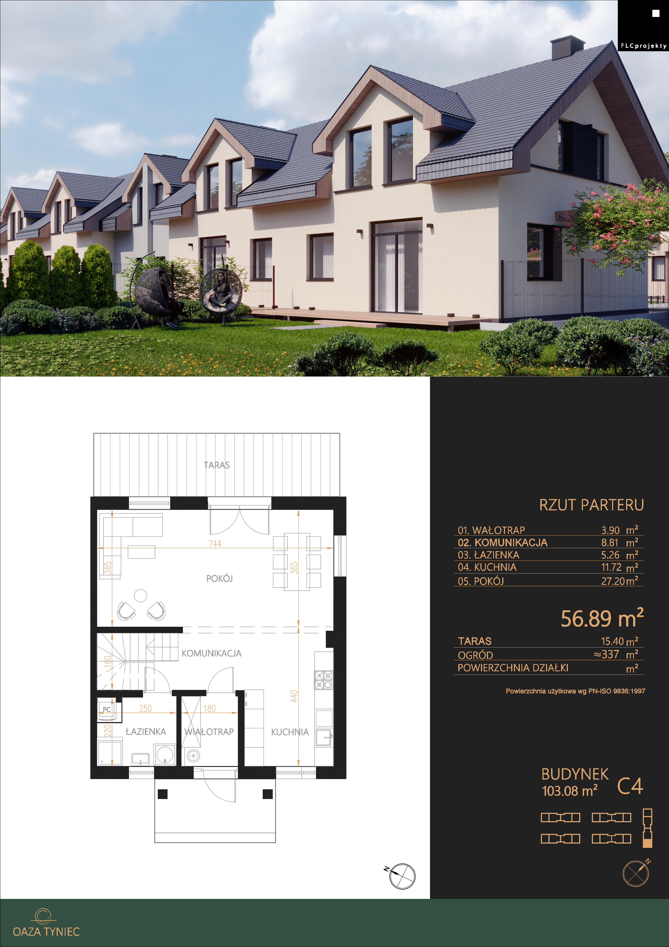 Dom 103,08 m², oferta nr C4, Oaza Tyniecka, Kraków, Dębniki, Bodzów, ul. Tyniecka / Wacława Felczaka-idx