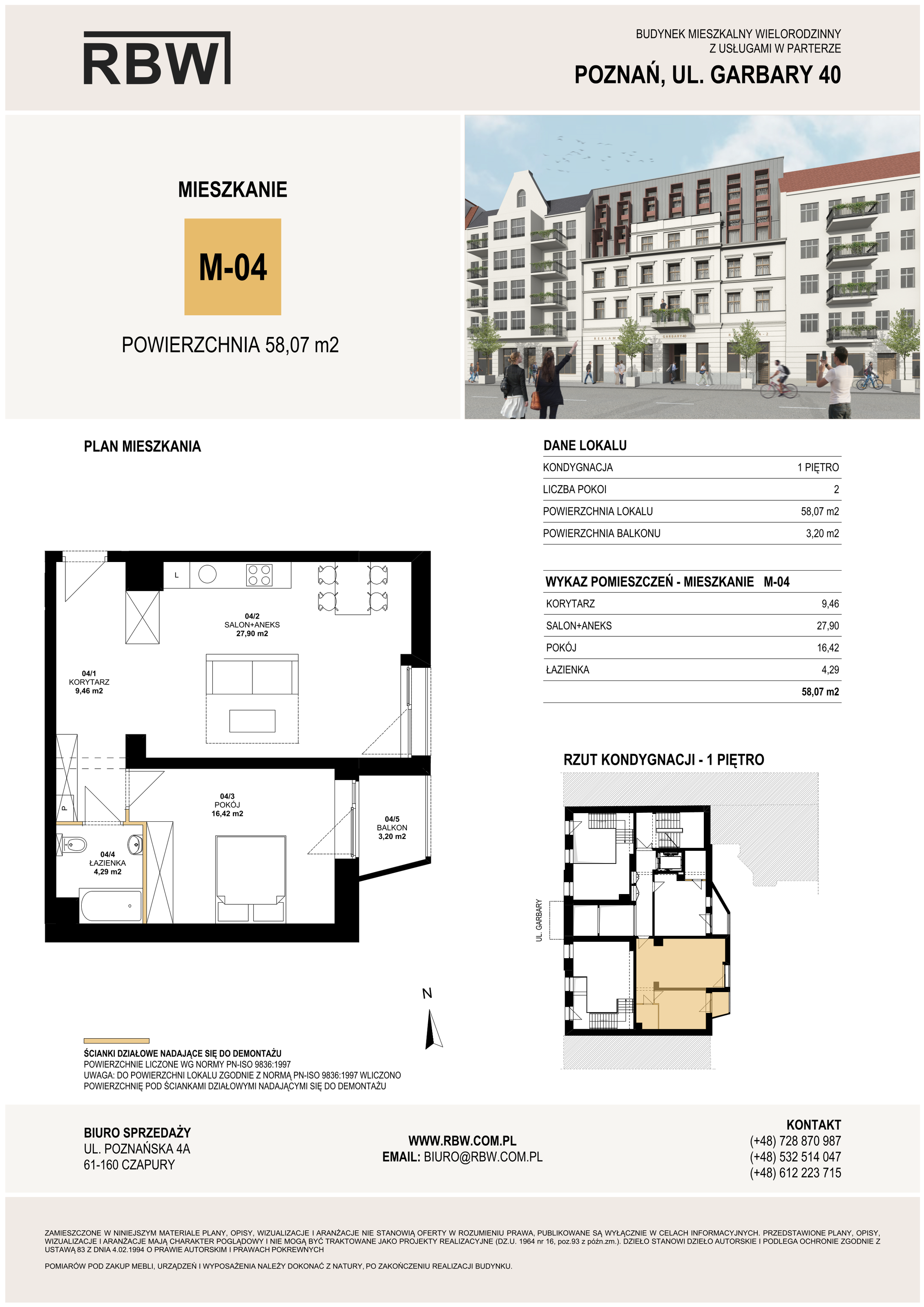 Mieszkanie 58,07 m², piętro 2, oferta nr M4, Garbary 40, Poznań, Stare Miasto, Stare Miasto, ul. Garbary 40-idx