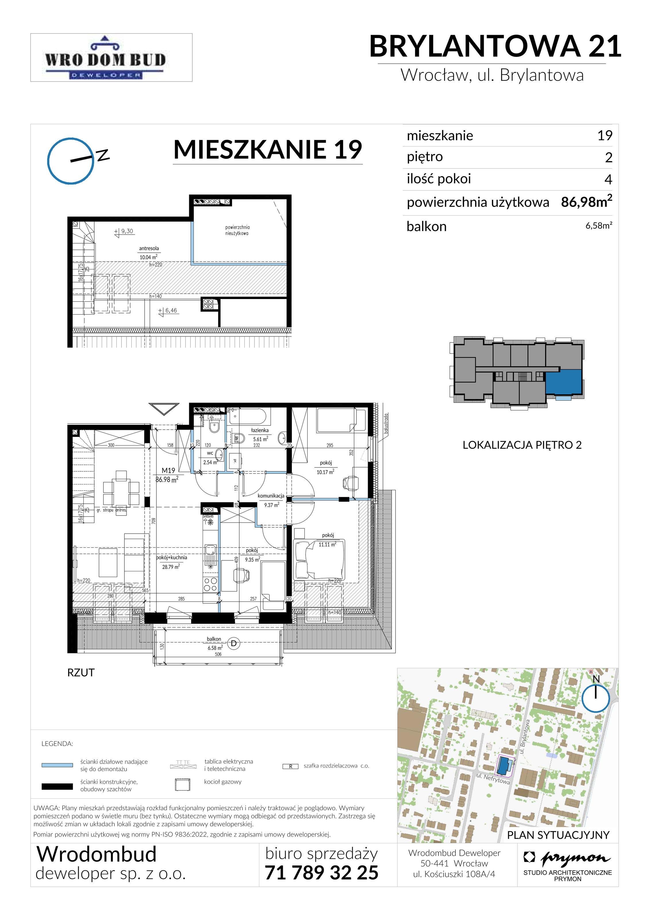 Mieszkanie 87,06 m², piętro 2, oferta nr M19, Brylantowa 21, Wrocław, Ołtaszyn, Krzyki, ul. Brylantowa 21-idx