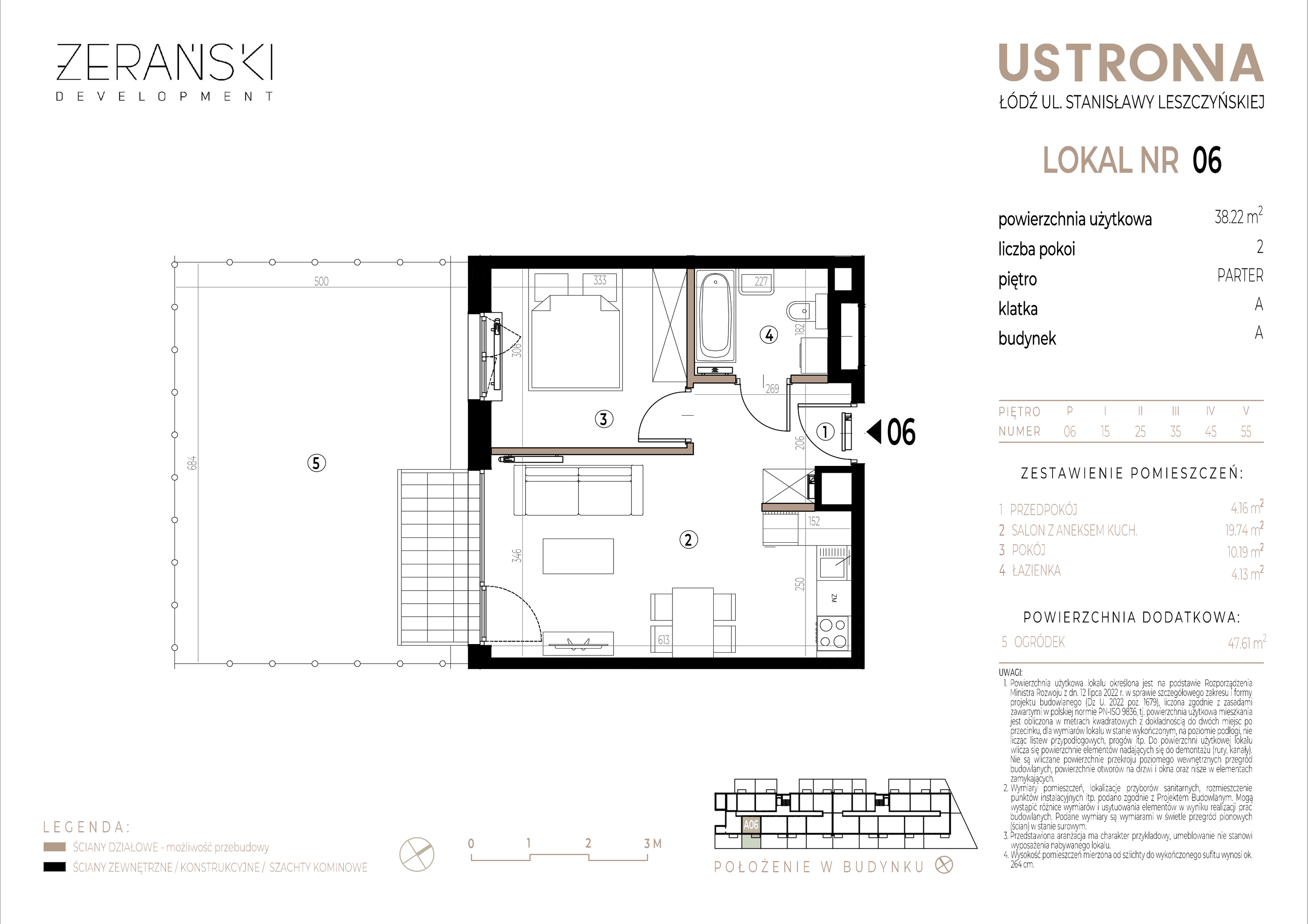 Mieszkanie 38,22 m², parter, oferta nr A/6, Ustronna, Łódź, Górna, Chojny, ul. Ustronna-idx