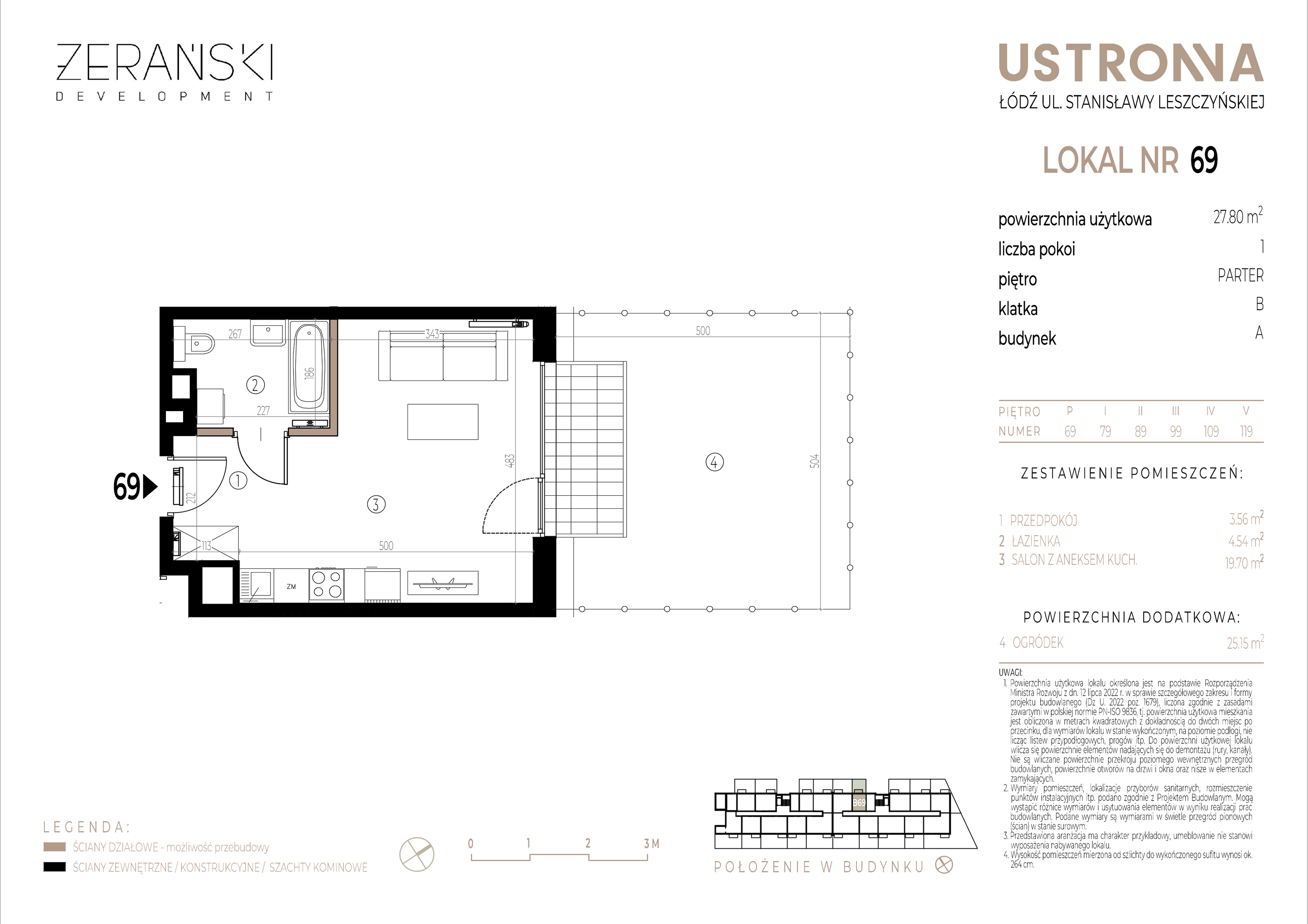 Mieszkanie 27,80 m², parter, oferta nr B/69, Ustronna, Łódź, Górna, Chojny, ul. Ustronna-idx