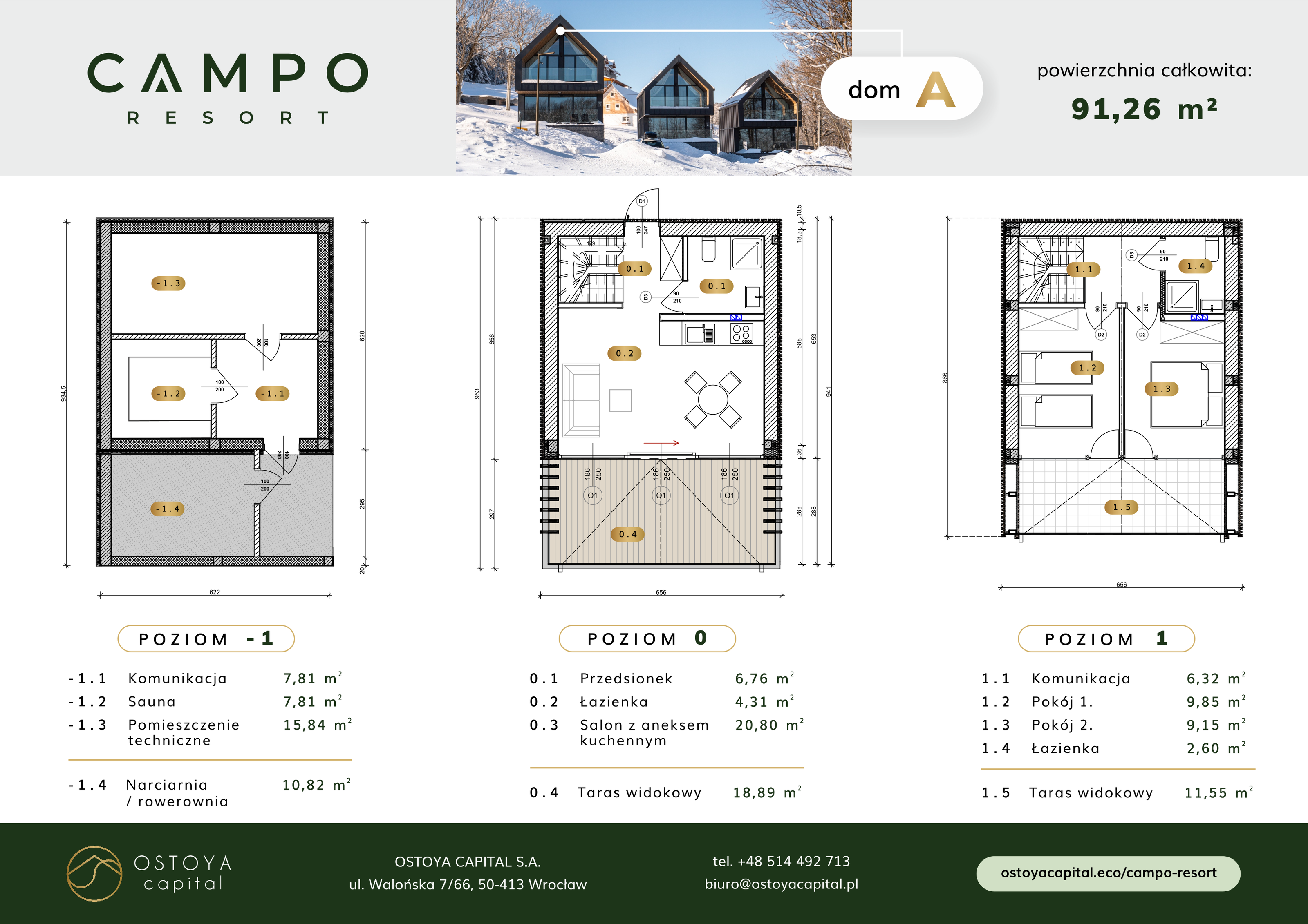 Dom i rezydencja 91,26 m², oferta nr A, Campo Resort, Duszniki-Zdrój, Zieleniec 96 -idx