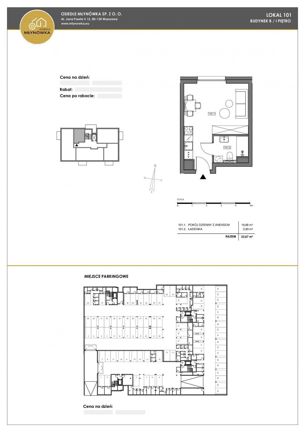 Apartament 23,67 m², parter, oferta nr B.101, Osiedle Młynówka, Jelenia Góra, ul. Pijarska-idx