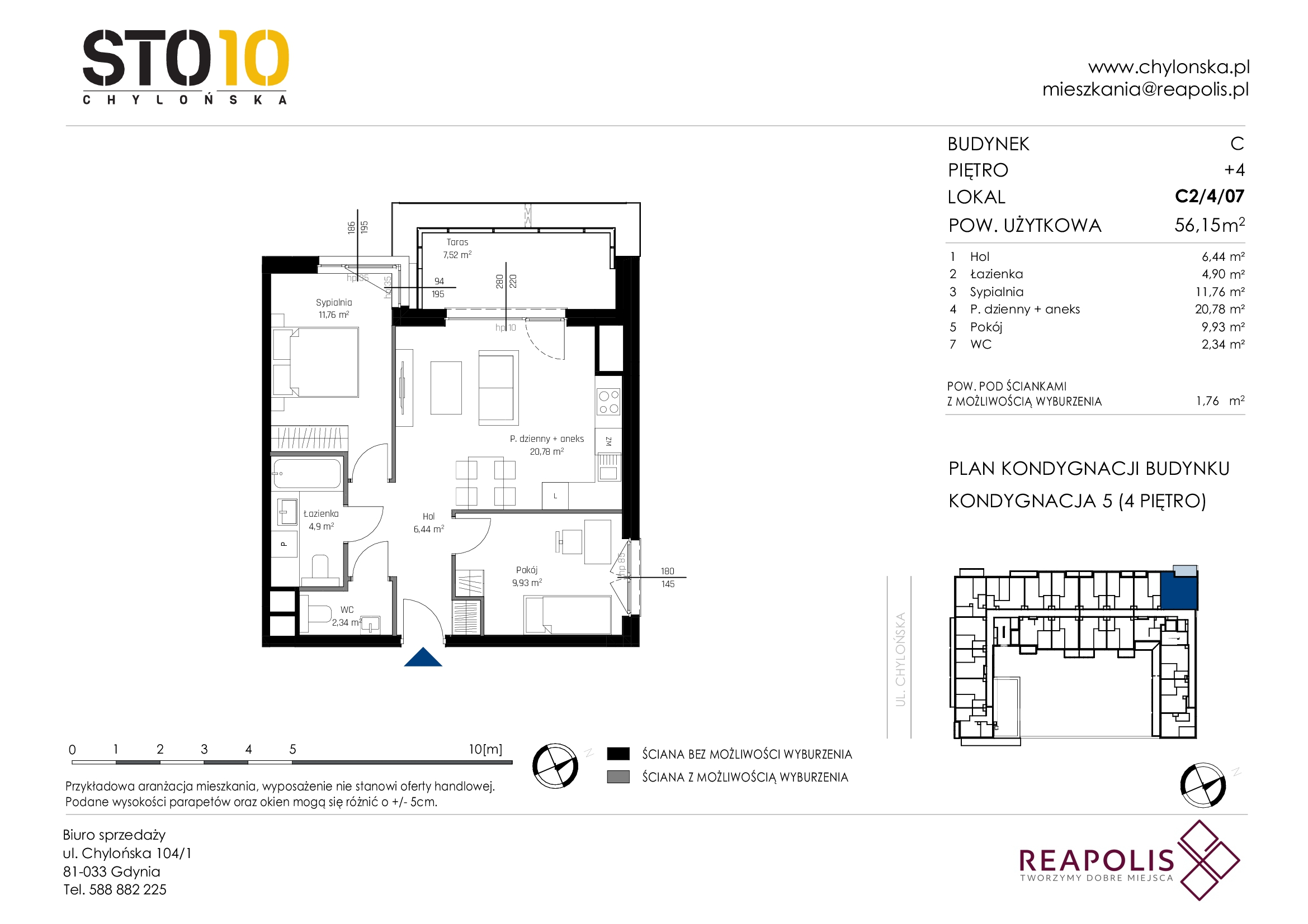 Mieszkanie 56,15 m², piętro 4, oferta nr C2/4/07, STO10 Chylońska, Gdynia, Chylonia, Chylońska 108-idx