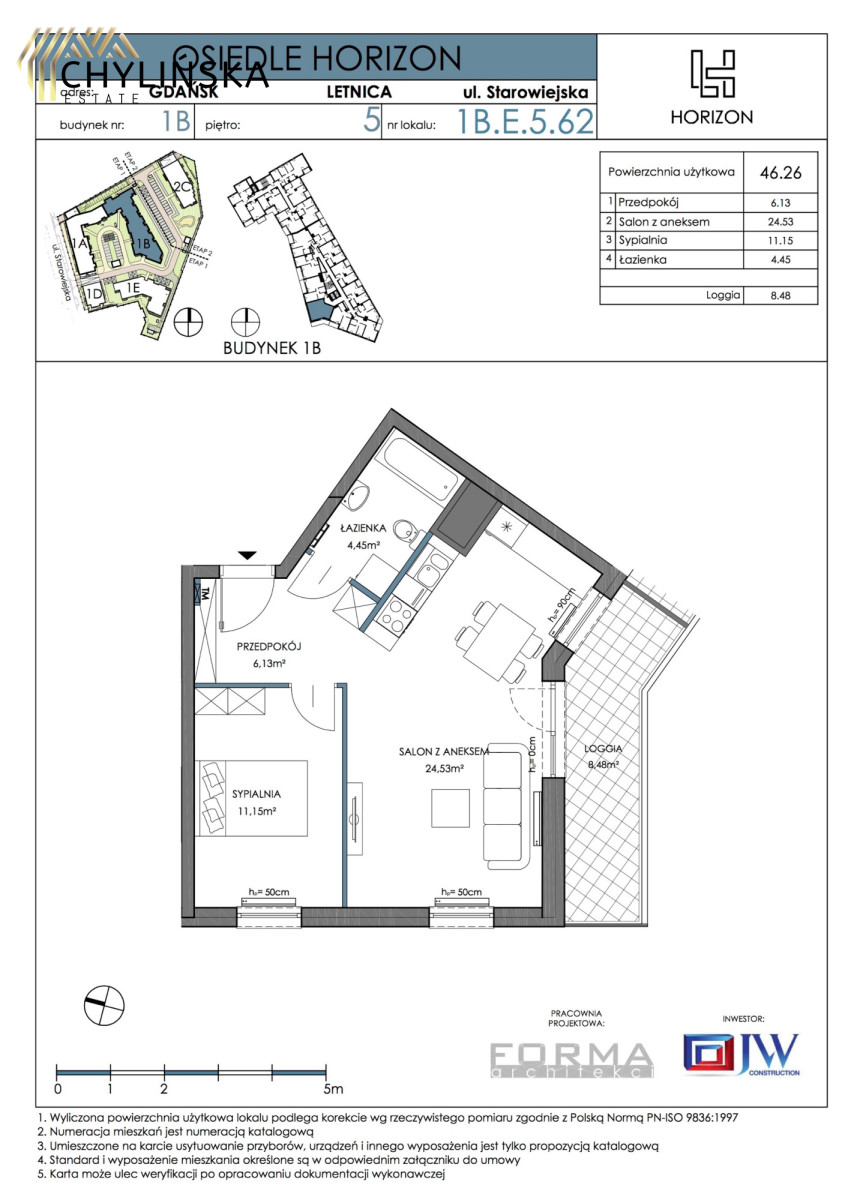 Mieszkanie 46,26 m², piętro 5, oferta nr , 367781, Gdańsk, Letnica, Starowiejska-idx