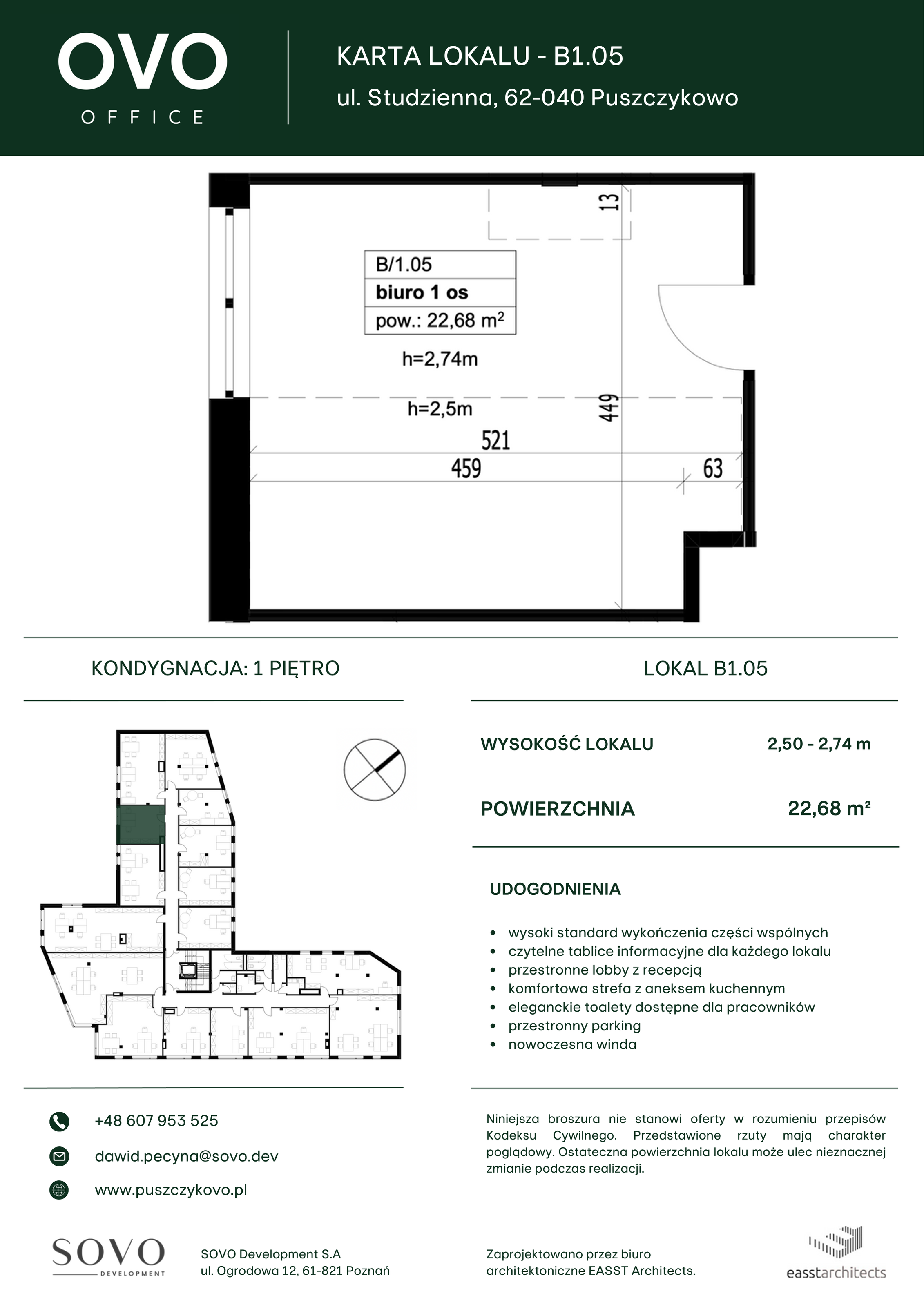 Biuro 22,68 m², oferta nr B/1/05, OVO Office, Puszczykowo, ul. Studzienna-idx