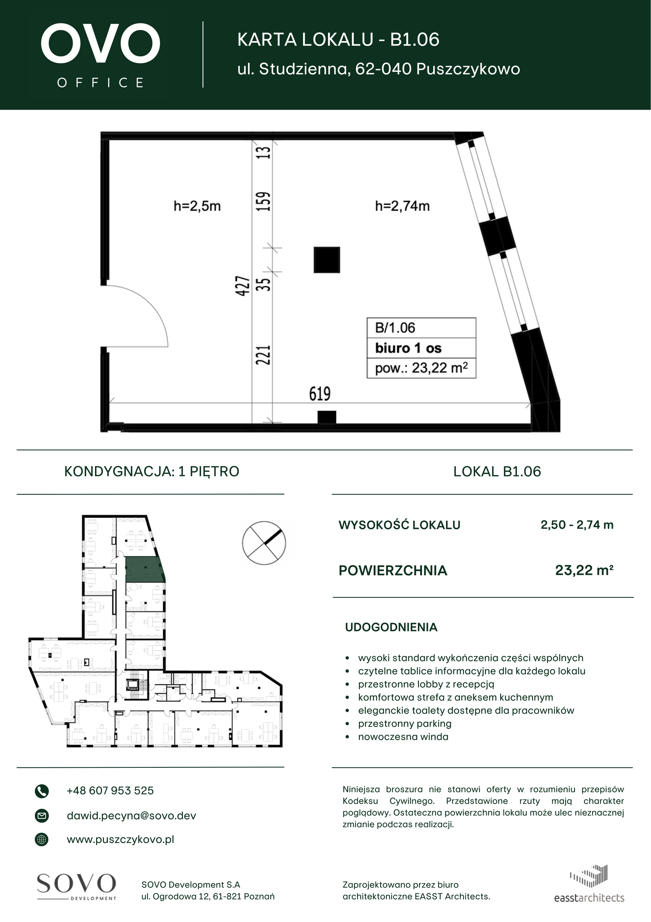 Biuro 23,22 m², oferta nr B/1/06, OVO Office, Puszczykowo, ul. Studzienna-idx