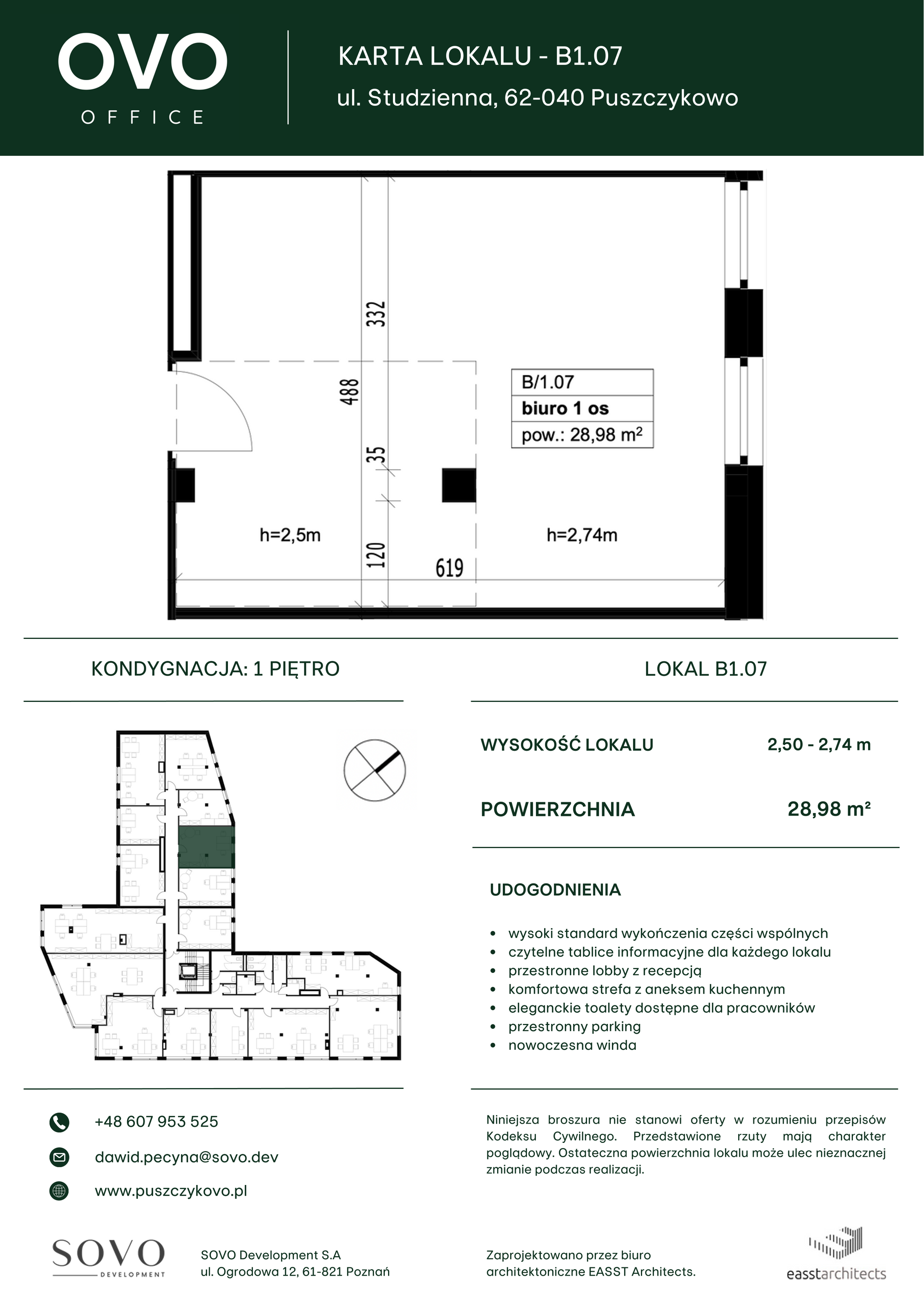 Biuro 28,98 m², oferta nr B/1/07, OVO Office, Puszczykowo, ul. Studzienna-idx