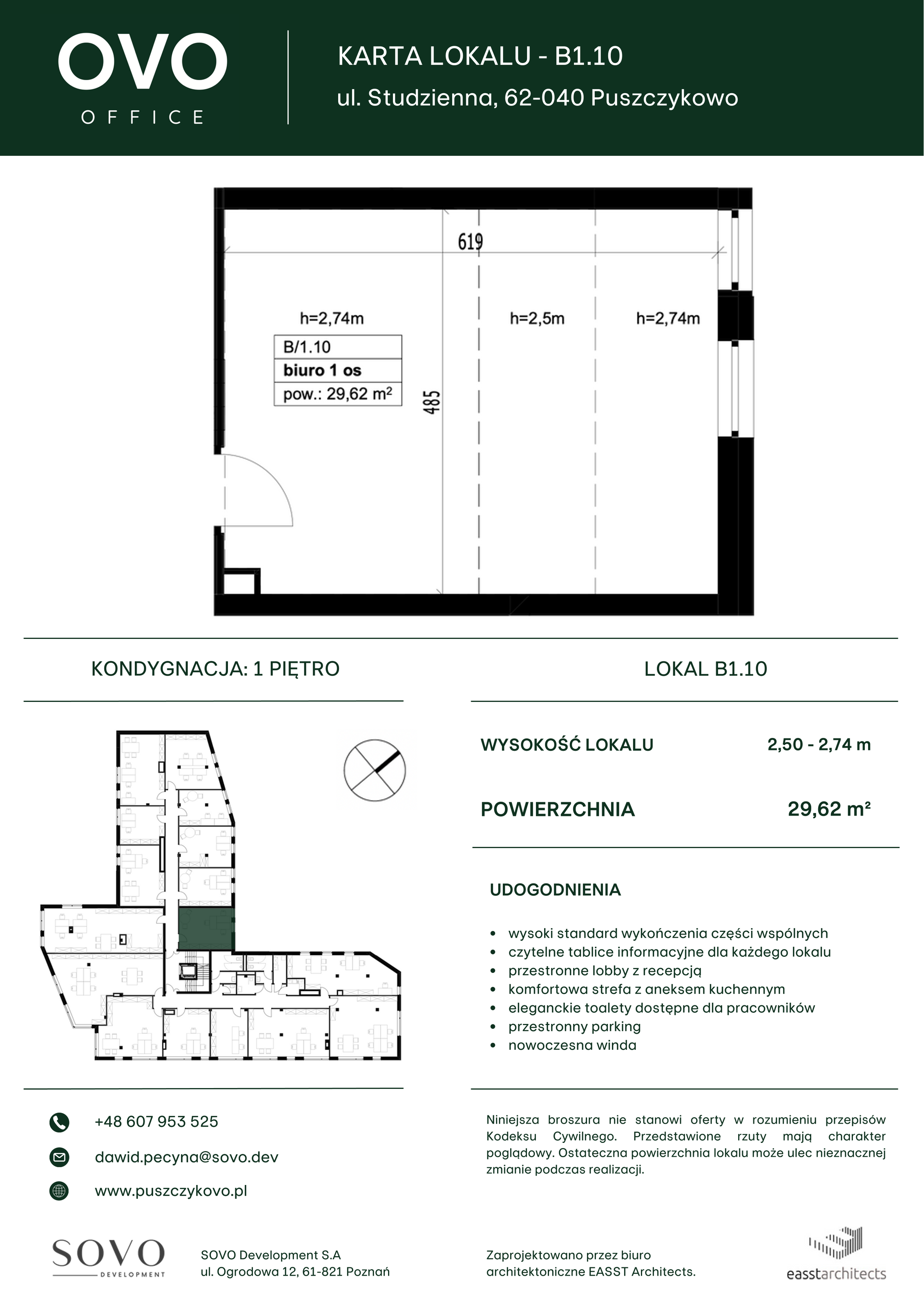 Biuro 29,62 m², oferta nr B/1/10, OVO Office, Puszczykowo, ul. Studzienna-idx