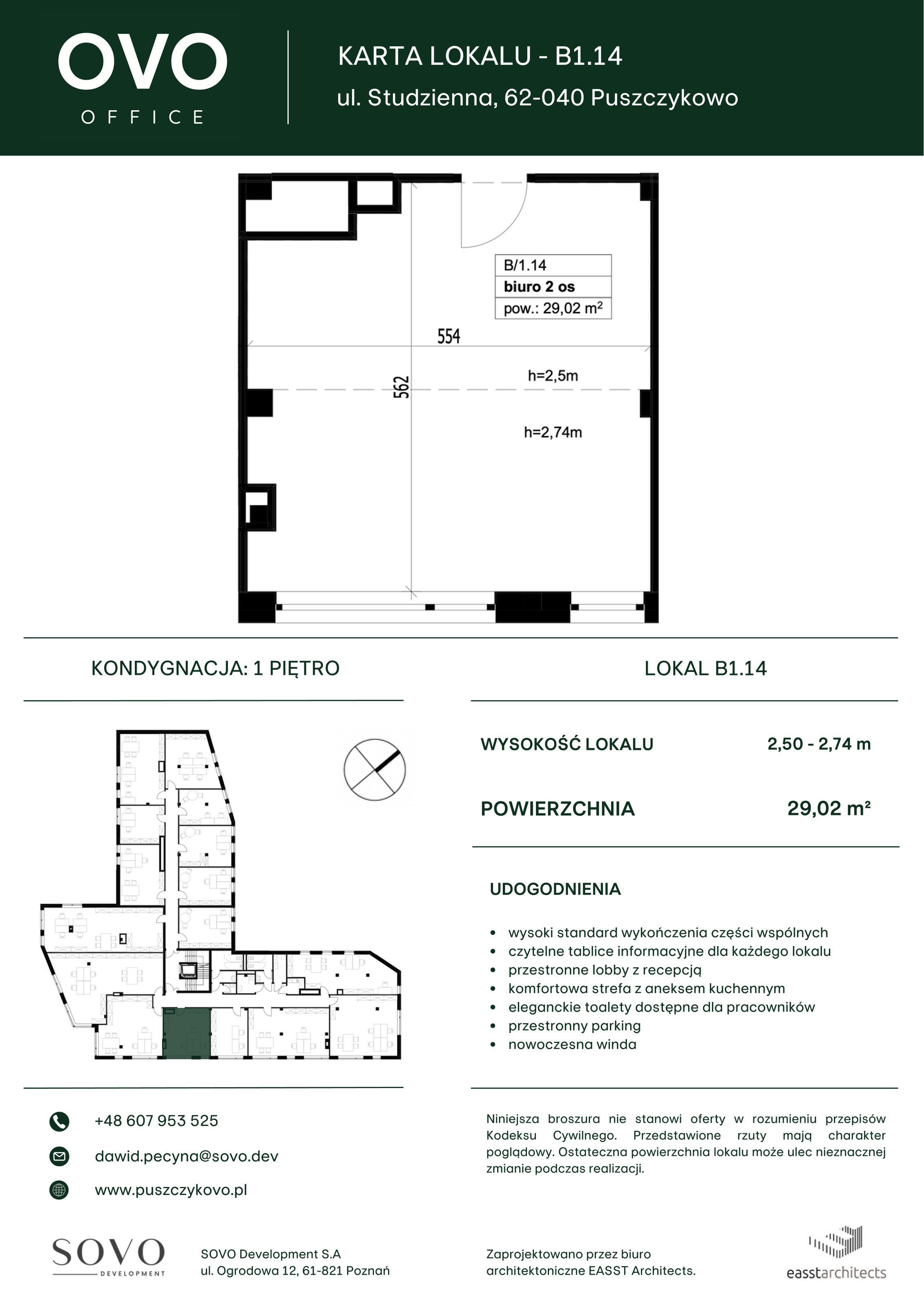 Biuro 29,02 m², oferta nr B/1/14, OVO Office, Puszczykowo, ul. Studzienna-idx