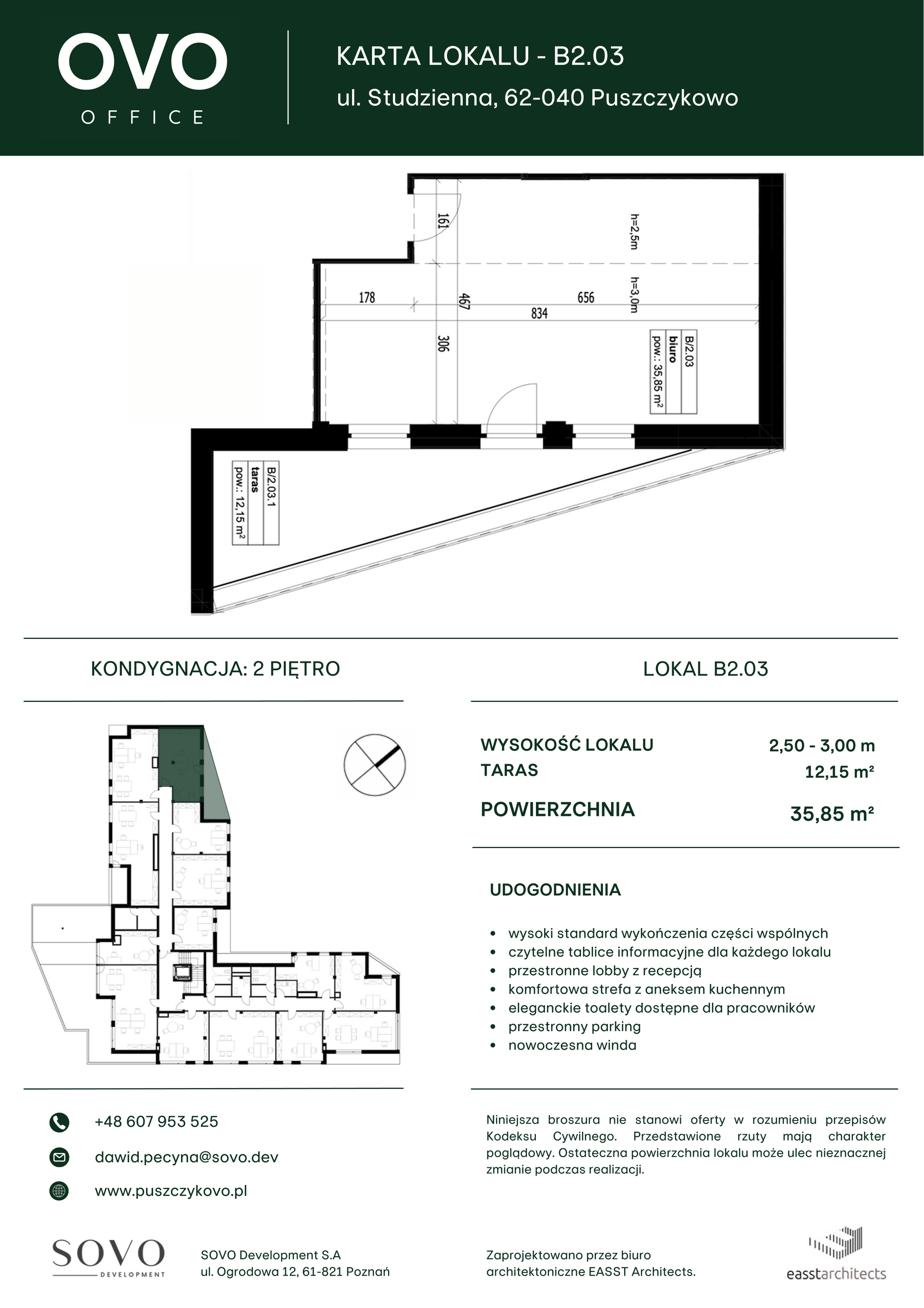 Biuro 35,85 m², oferta nr B/2/03, OVO Office, Puszczykowo, ul. Studzienna-idx