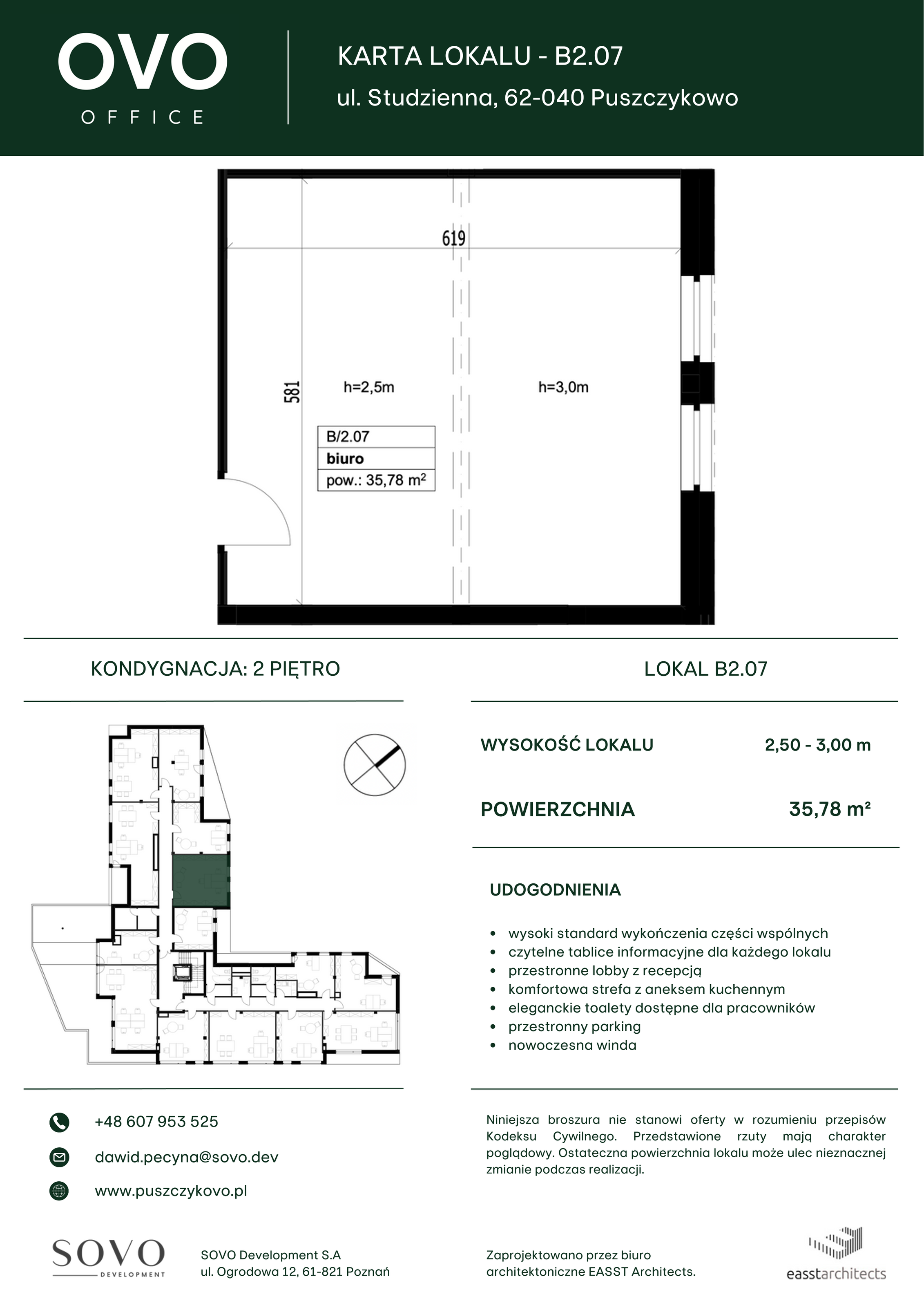 Biuro 35,78 m², oferta nr B/2/07, OVO Office, Puszczykowo, ul. Studzienna-idx