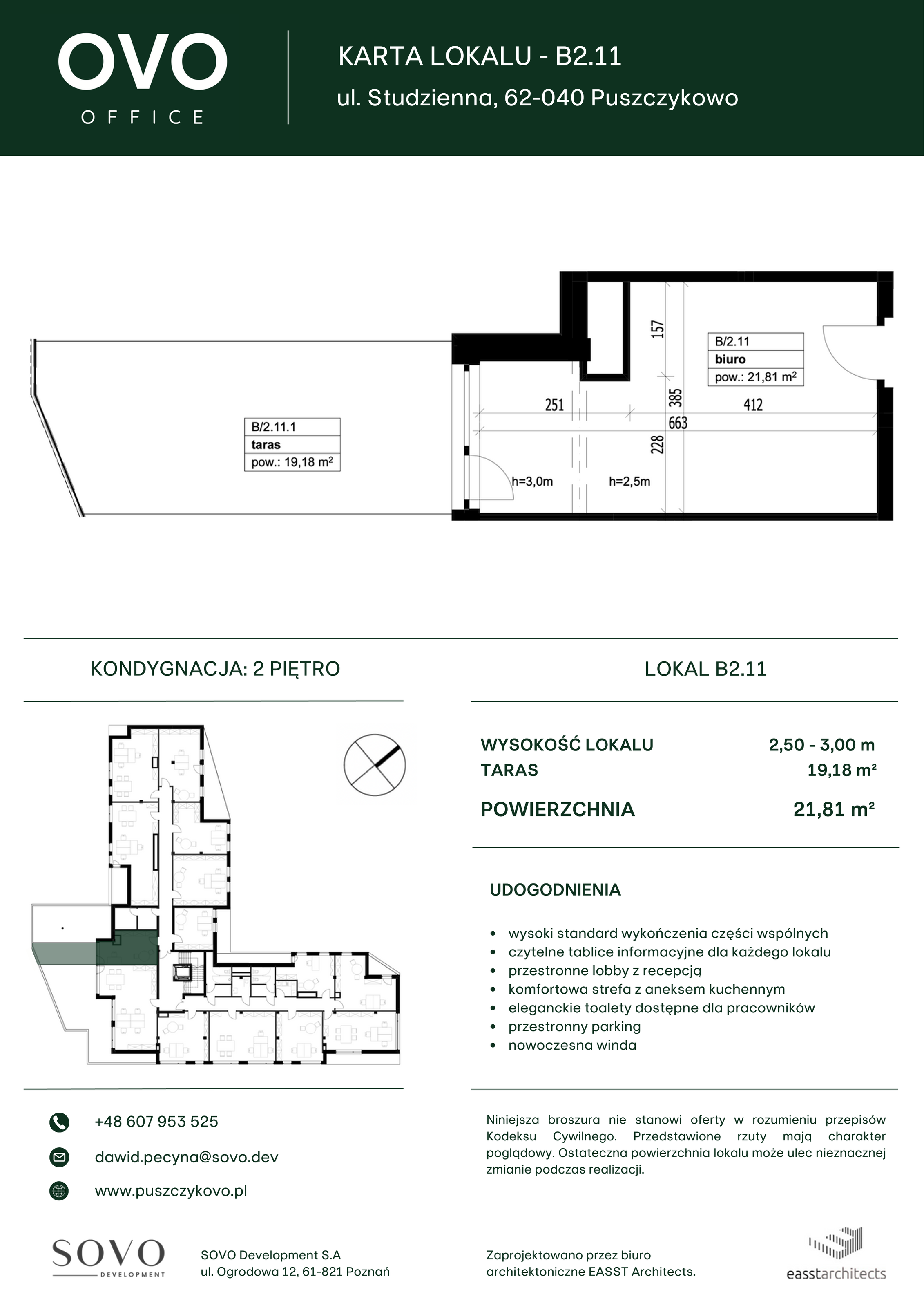 Biuro 21,81 m², oferta nr B/2/11, OVO Office, Puszczykowo, ul. Studzienna-idx