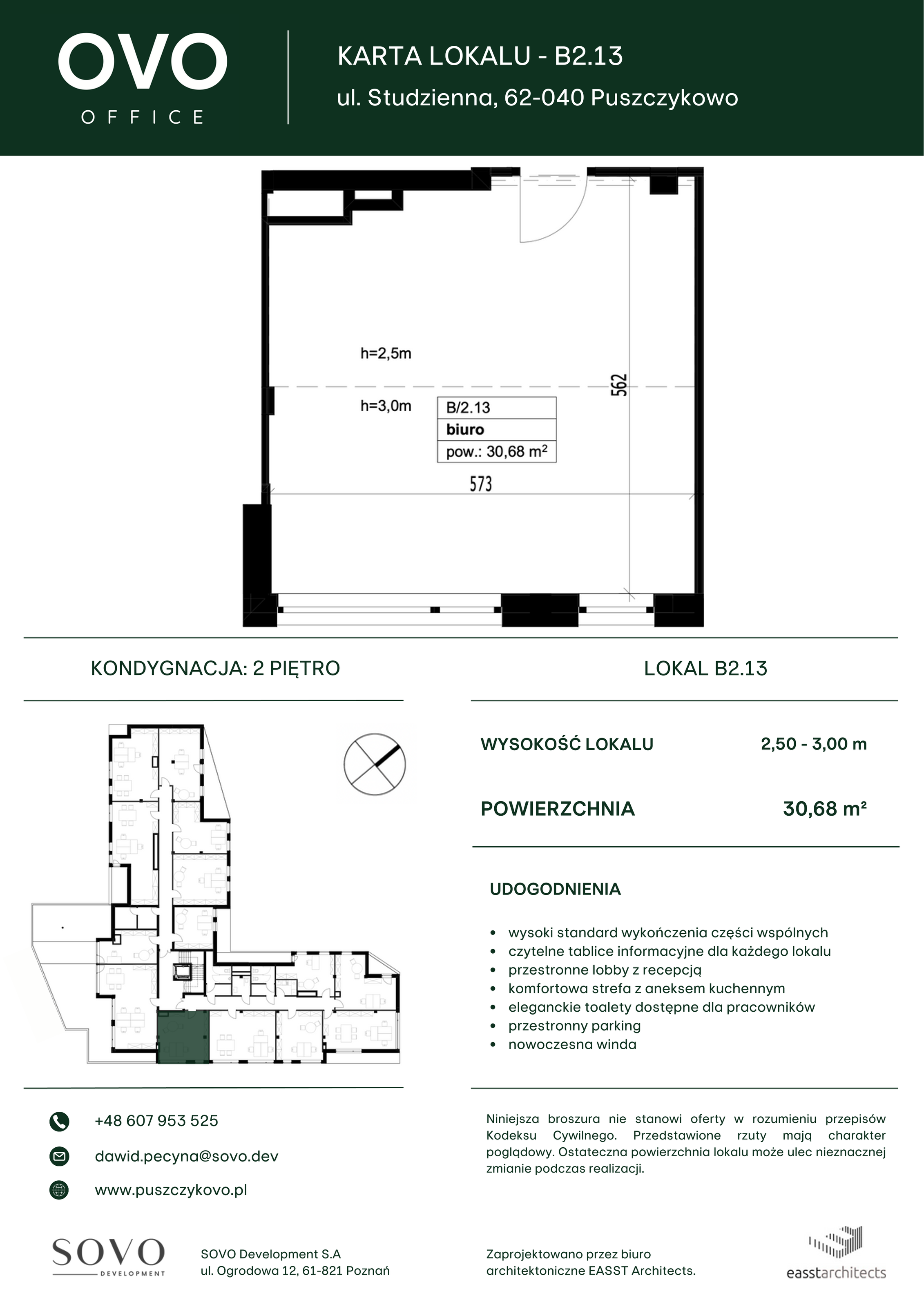 Biuro 30,68 m², oferta nr B/2/13, OVO Office, Puszczykowo, ul. Studzienna-idx