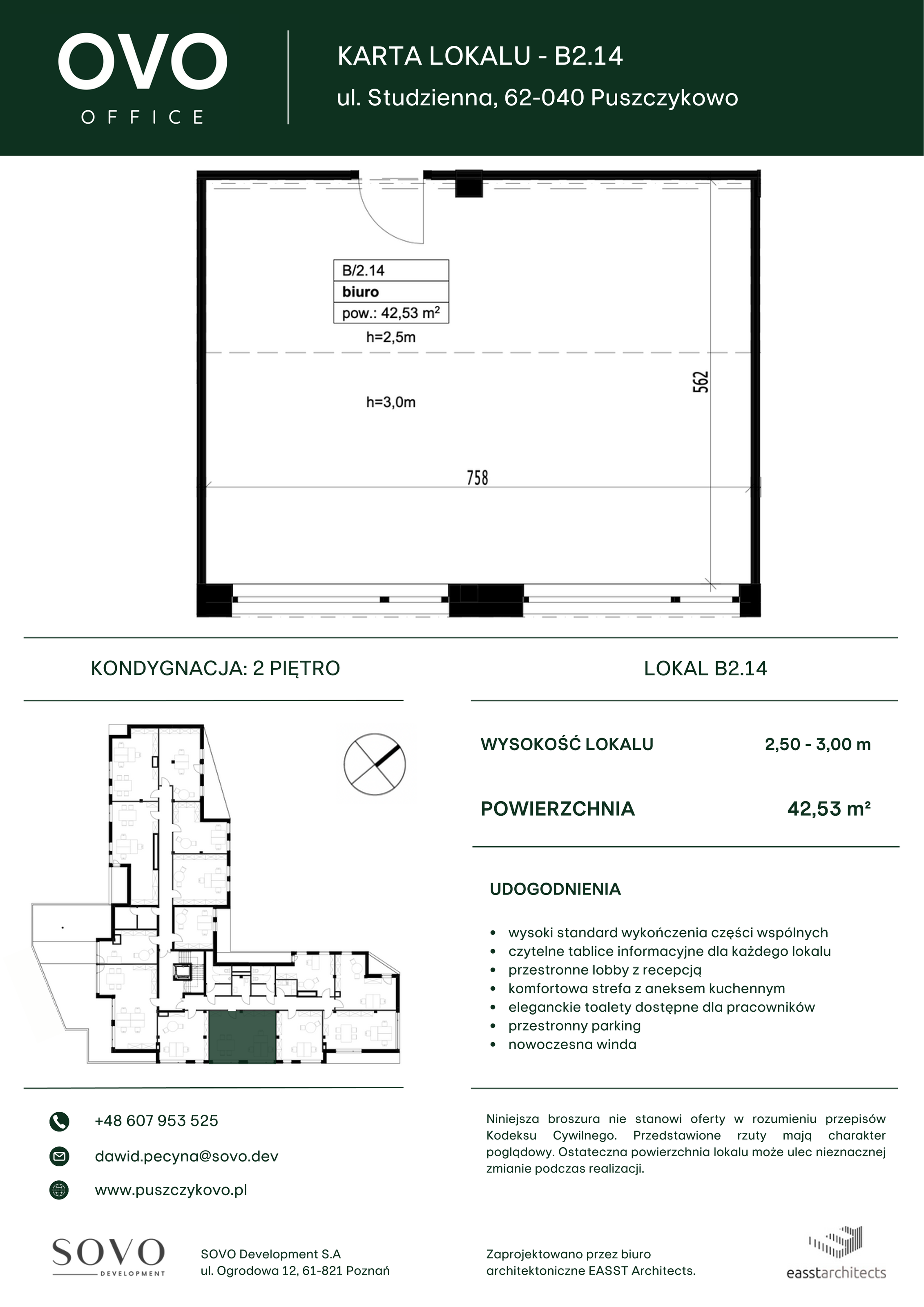 Biuro 42,53 m², oferta nr B/2/14, OVO Office, Puszczykowo, ul. Studzienna-idx