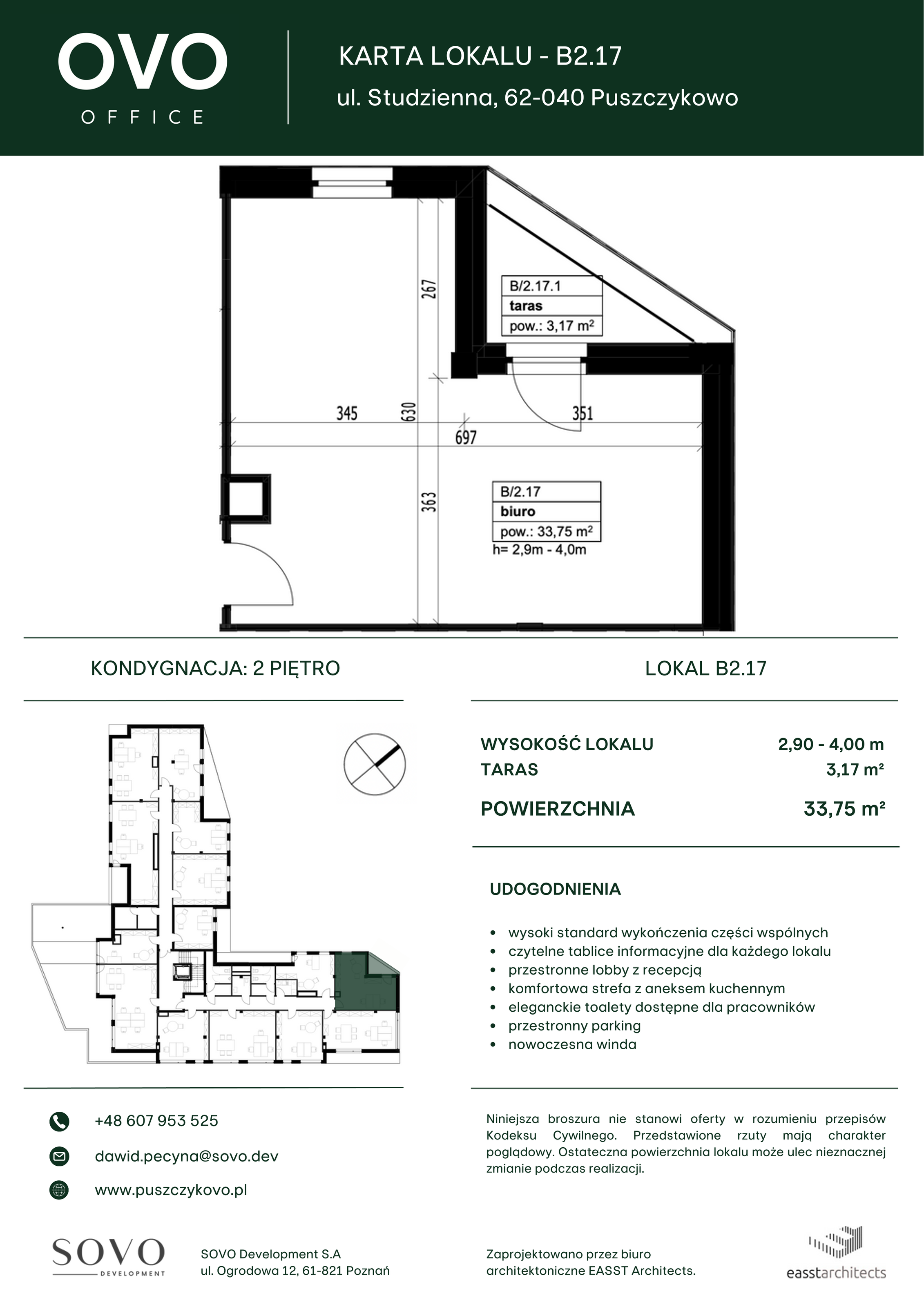 Biuro 33,66 m², oferta nr B/2/17, OVO Office, Puszczykowo, ul. Studzienna-idx