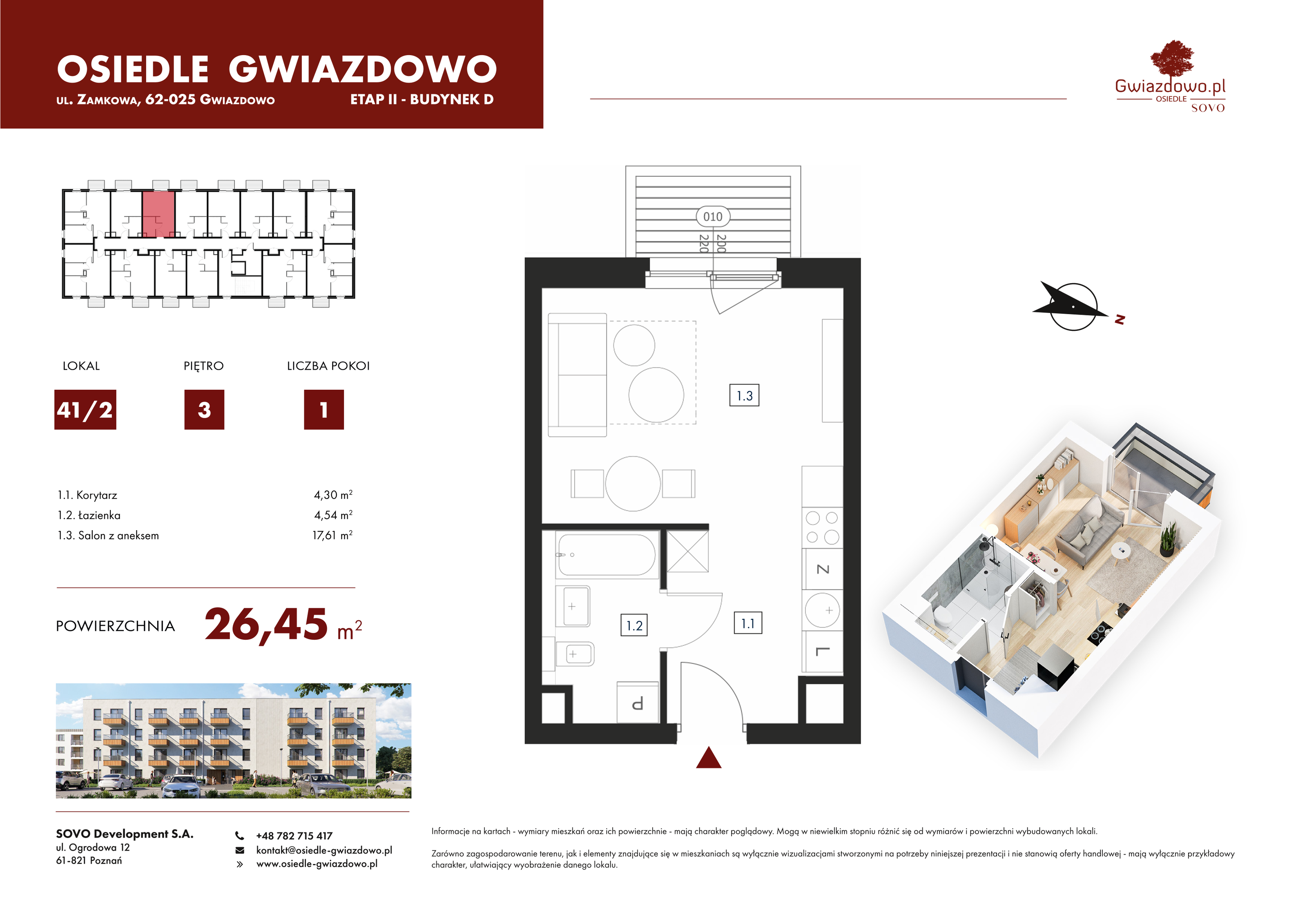 Mieszkanie 26,45 m², piętro 3, oferta nr D41/2, Osiedle Gwiazdowo, Gwiazdowo, ul. Mikołaja Kopernika-idx