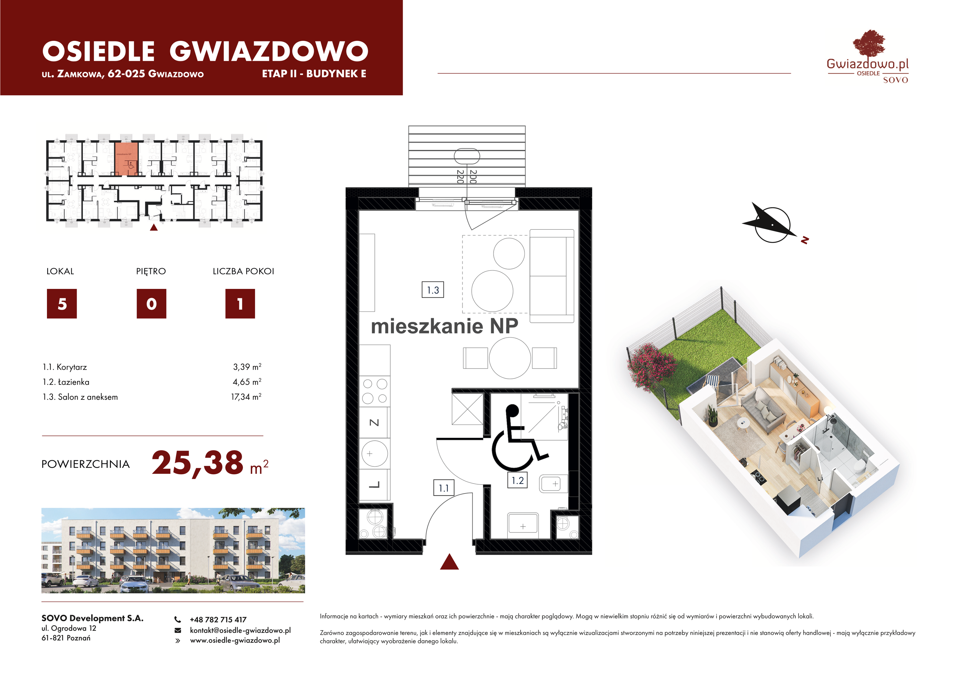 Mieszkanie 25,38 m², parter, oferta nr E5, Osiedle Gwiazdowo, Gwiazdowo, ul. Mikołaja Kopernika-idx