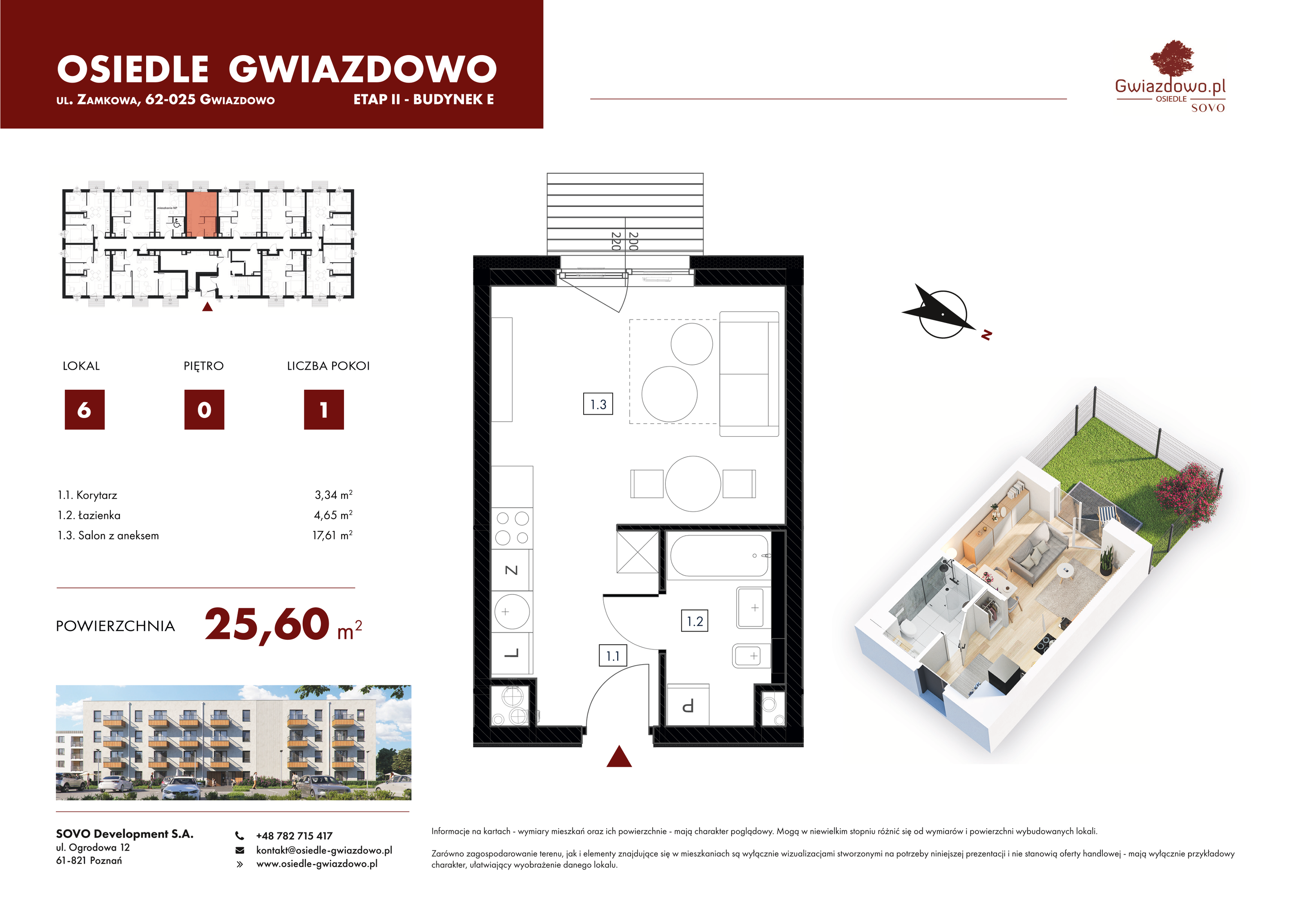 Mieszkanie 25,60 m², parter, oferta nr E6, Osiedle Gwiazdowo, Gwiazdowo, ul. Mikołaja Kopernika-idx