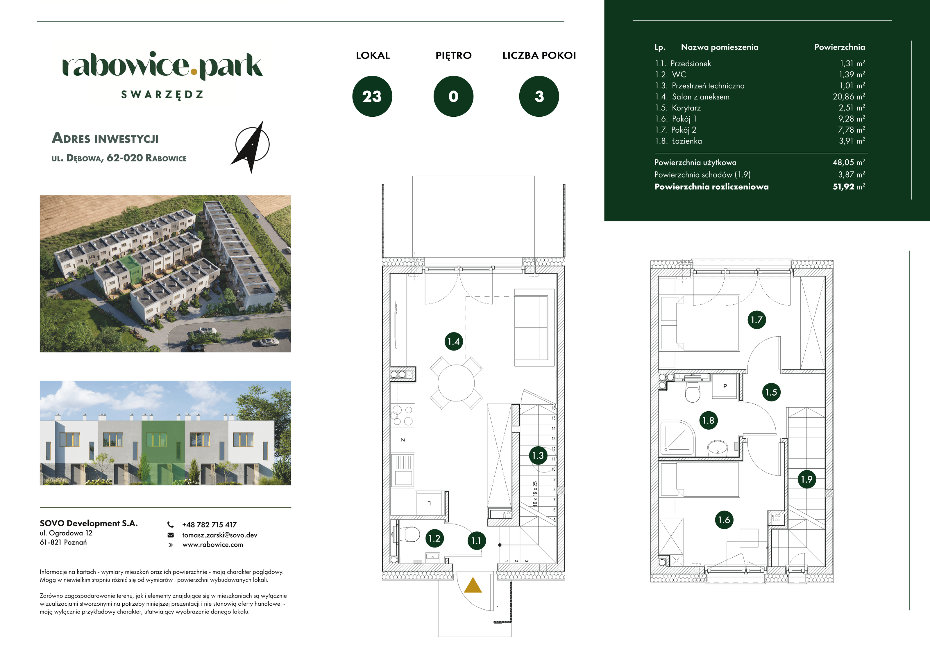 Mieszkanie 51,92 m², parter, oferta nr 23, Rabowice Park, Rabowice, ul. Dębowa-idx