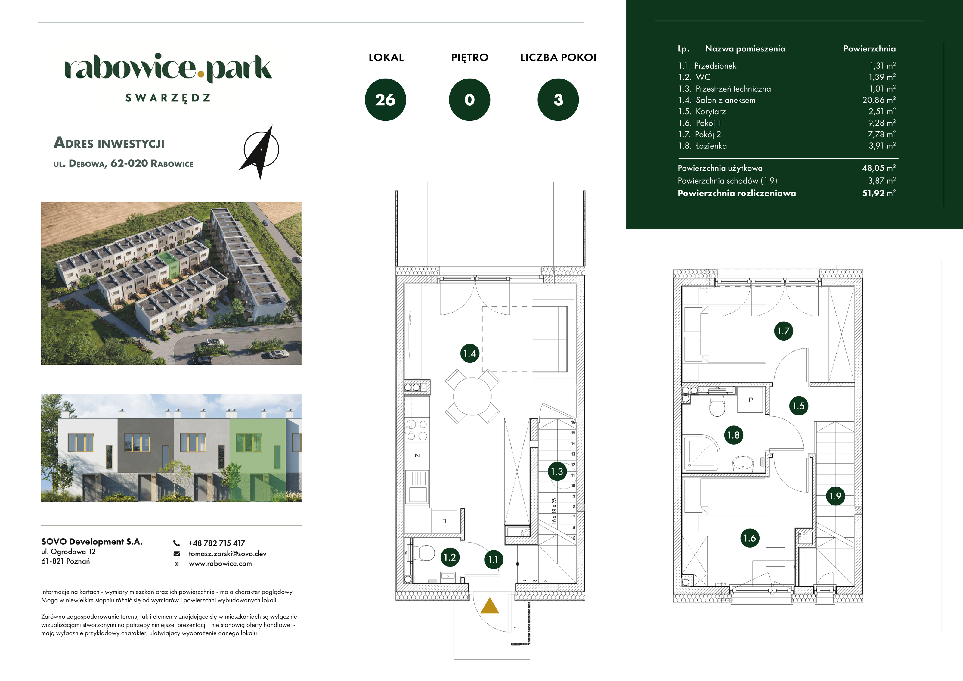 Mieszkanie 51,92 m², parter, oferta nr 26, Rabowice Park, Rabowice, ul. Dębowa-idx