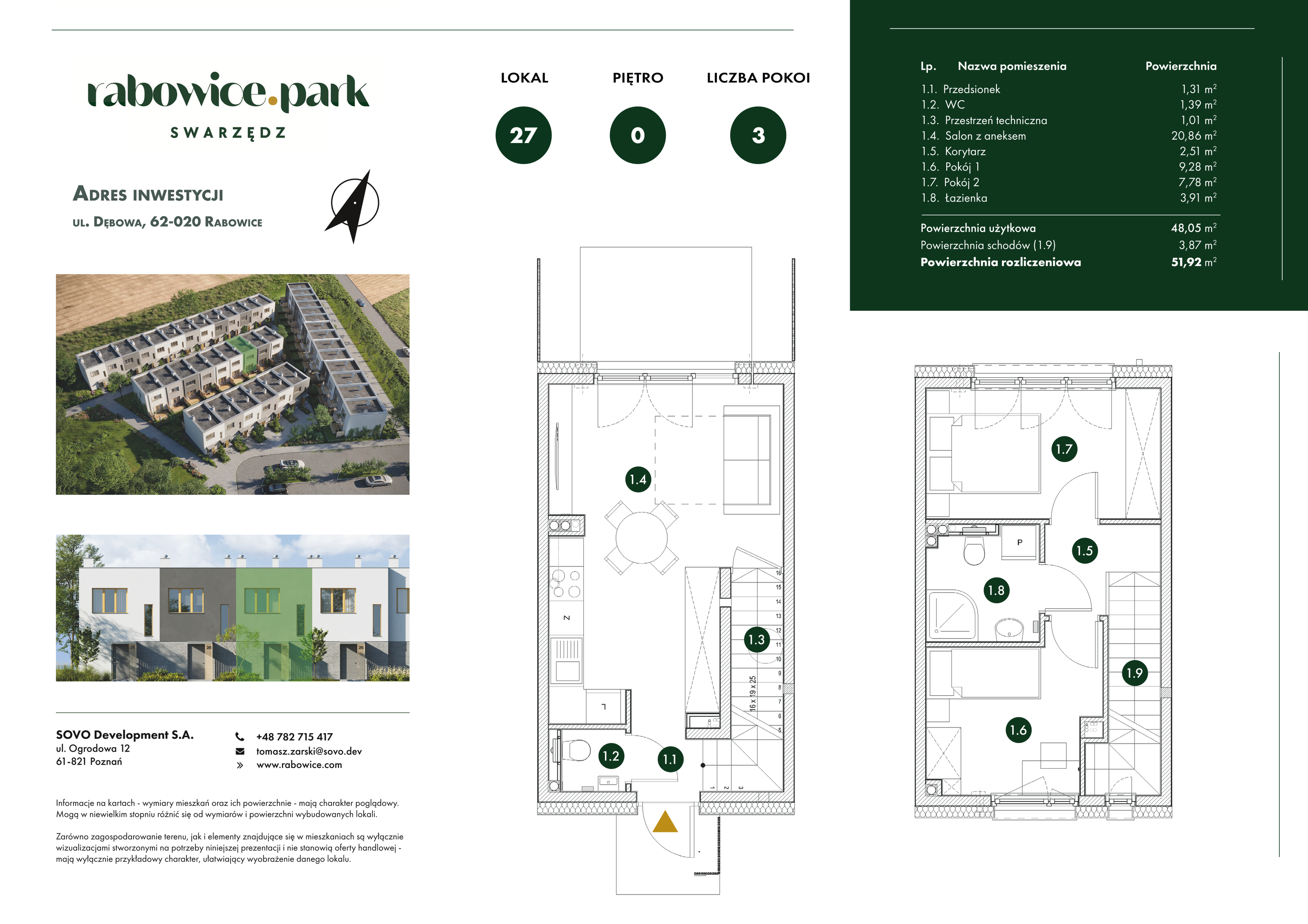 Mieszkanie 51,92 m², parter, oferta nr 27, Rabowice Park, Rabowice, ul. Dębowa-idx