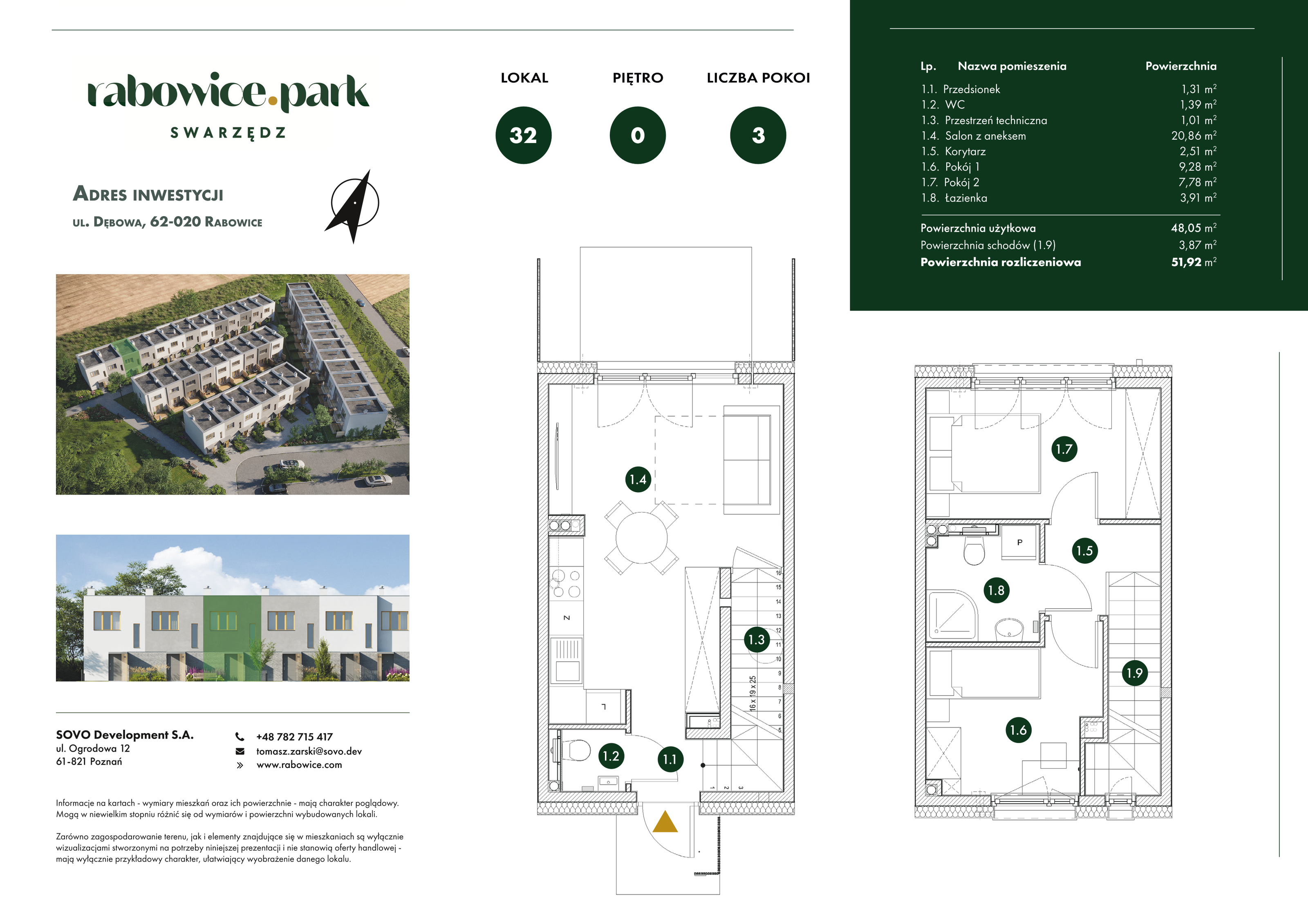 Mieszkanie 51,92 m², parter, oferta nr 32, Rabowice Park, Rabowice, ul. Dębowa-idx