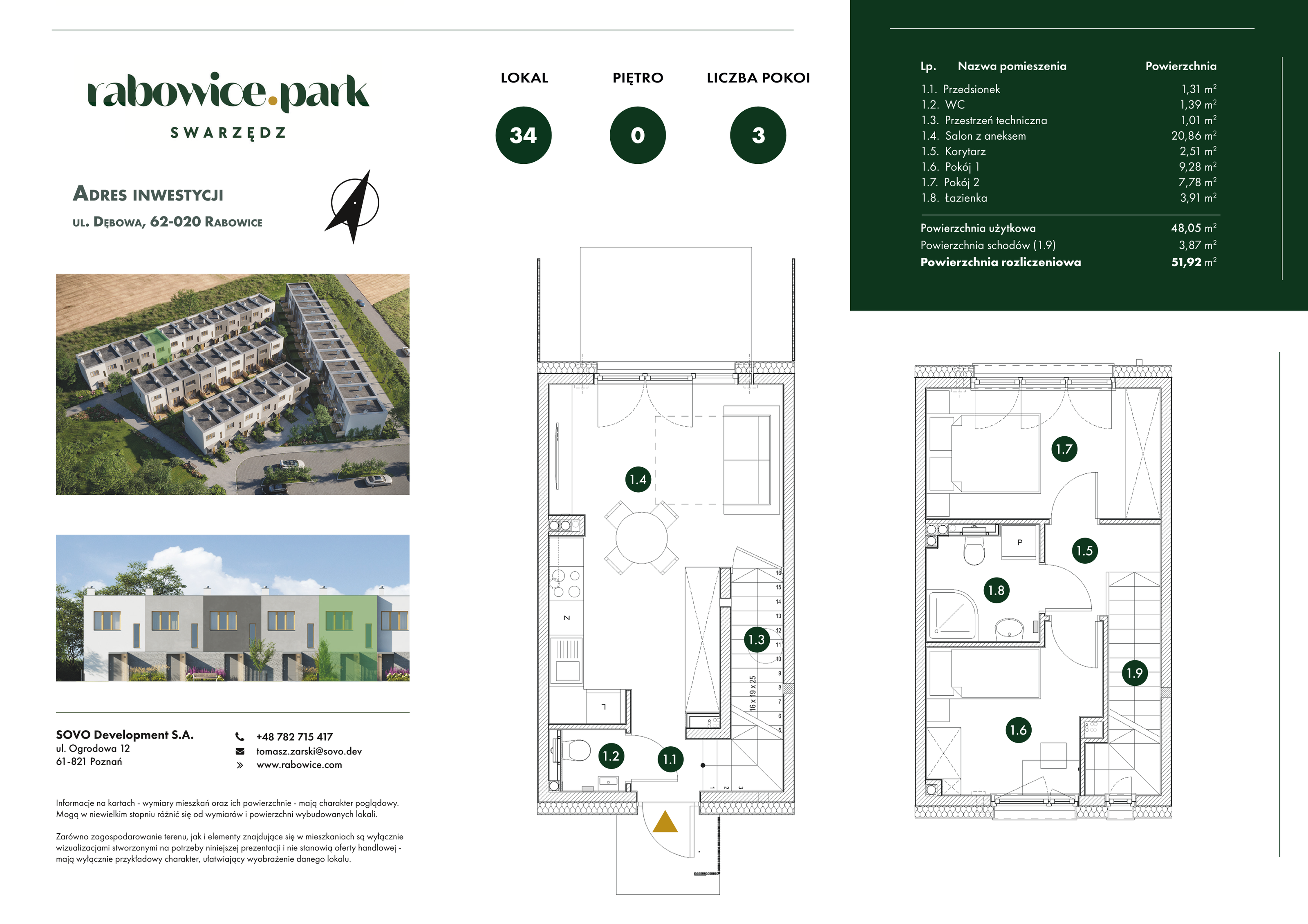 Mieszkanie 51,92 m², parter, oferta nr 34, Rabowice Park, Rabowice, ul. Dębowa-idx