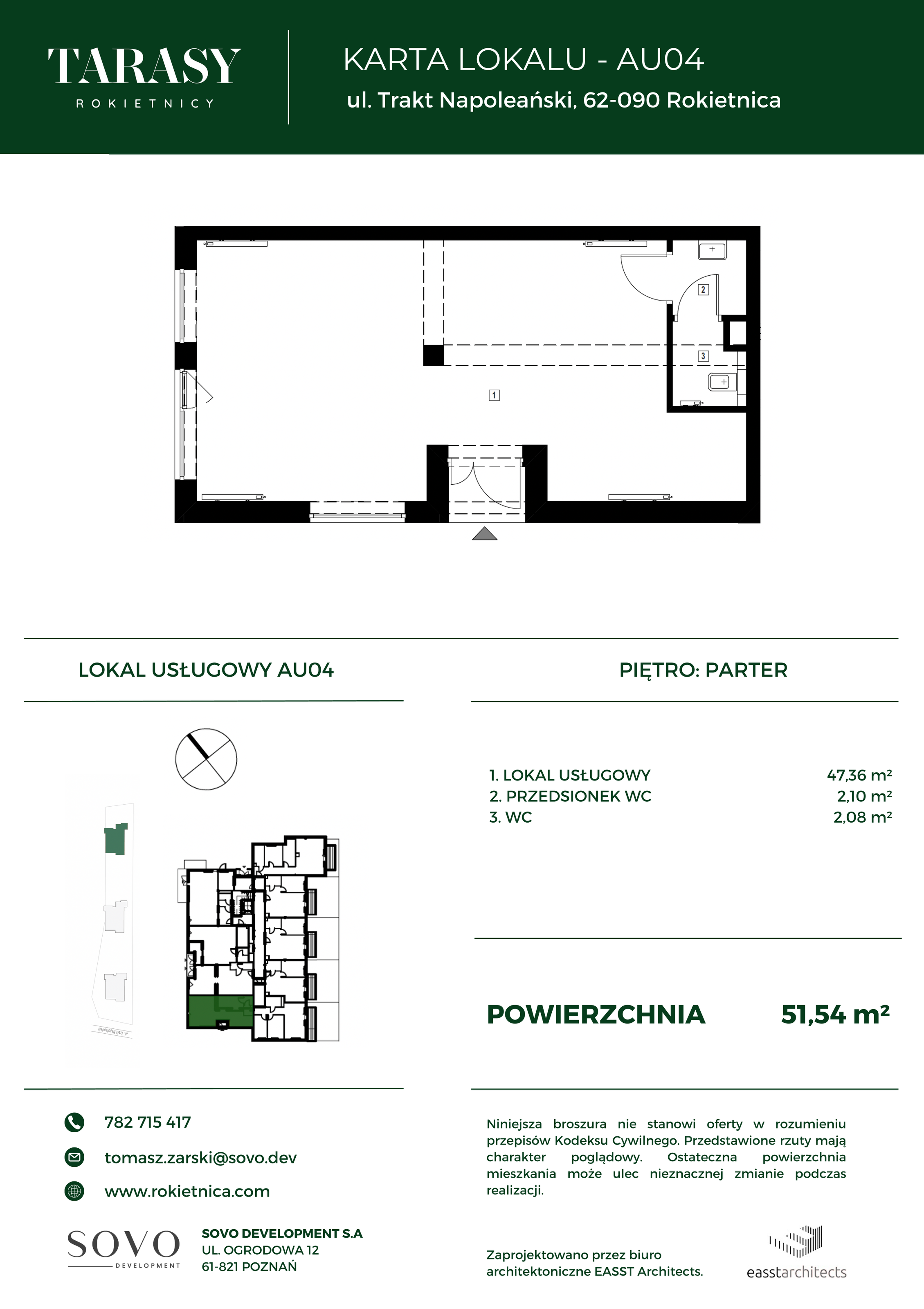 Lokal użytkowy 51,54 m², oferta nr AU04, Tarasy Rokietnicy - lokale usługowe, Rokietnica, ul. Trakt Napoleoński-idx