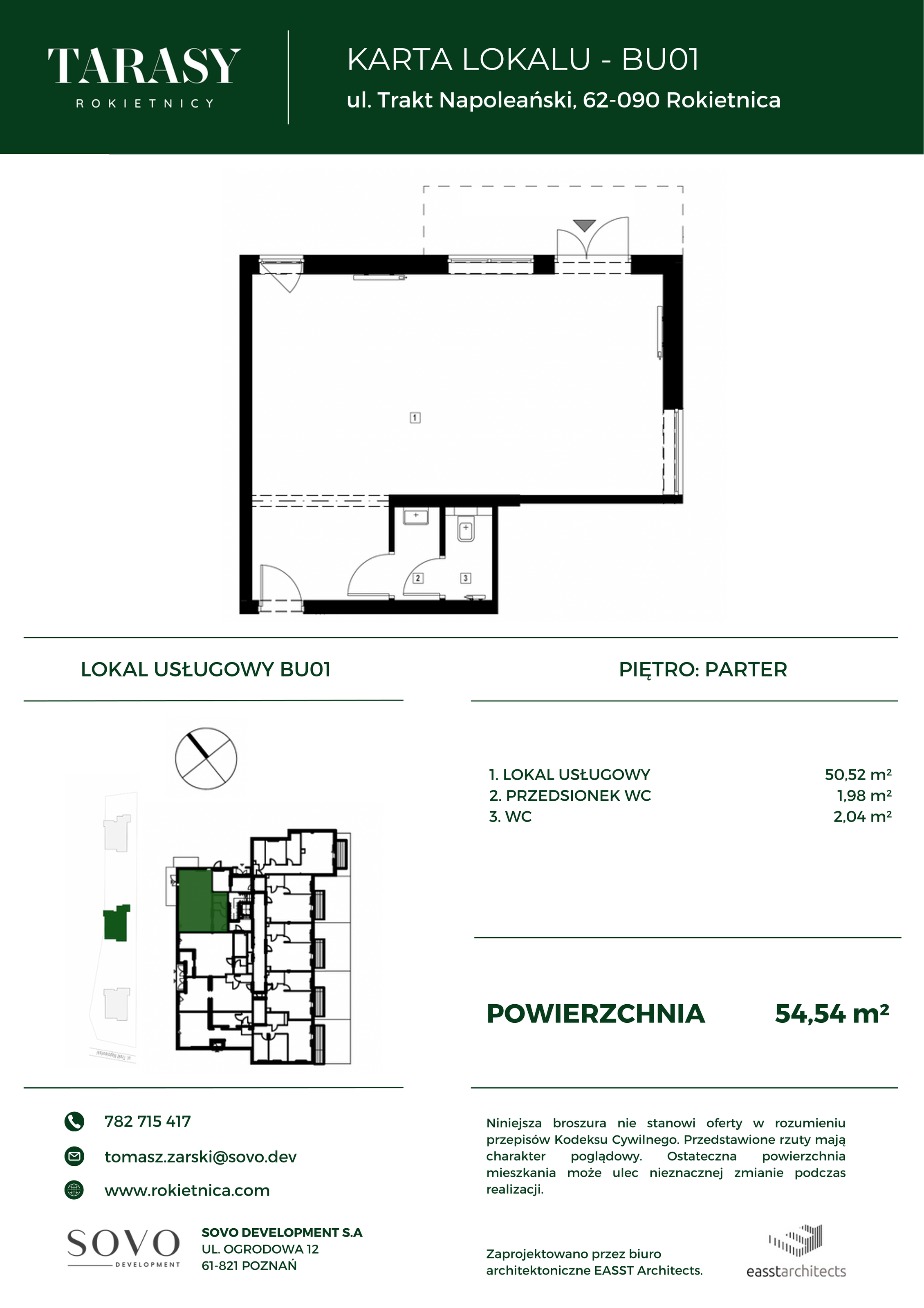 Lokal użytkowy 54,54 m², oferta nr BU01, Tarasy Rokietnicy - lokale usługowe, Rokietnica, ul. Trakt Napoleoński-idx