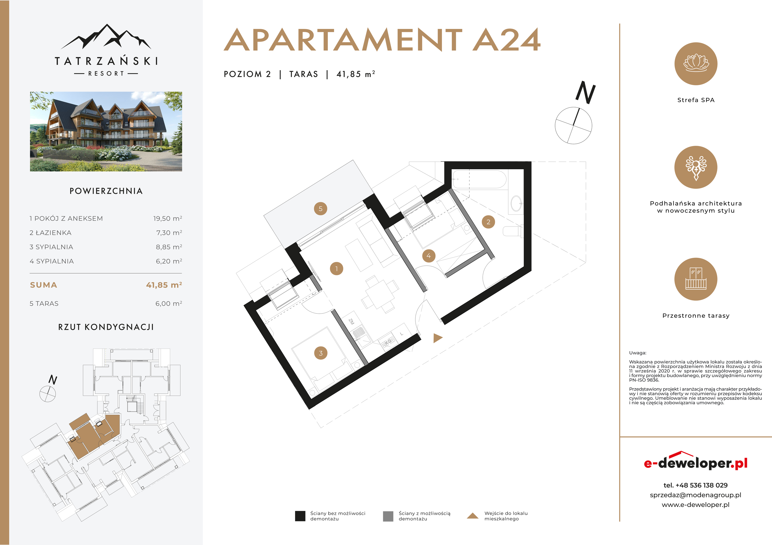 Apartament 41,35 m², piętro 2, oferta nr A24, Tatrzański Resort, Białka Tatrzańska, ul. Środkowa 75-idx