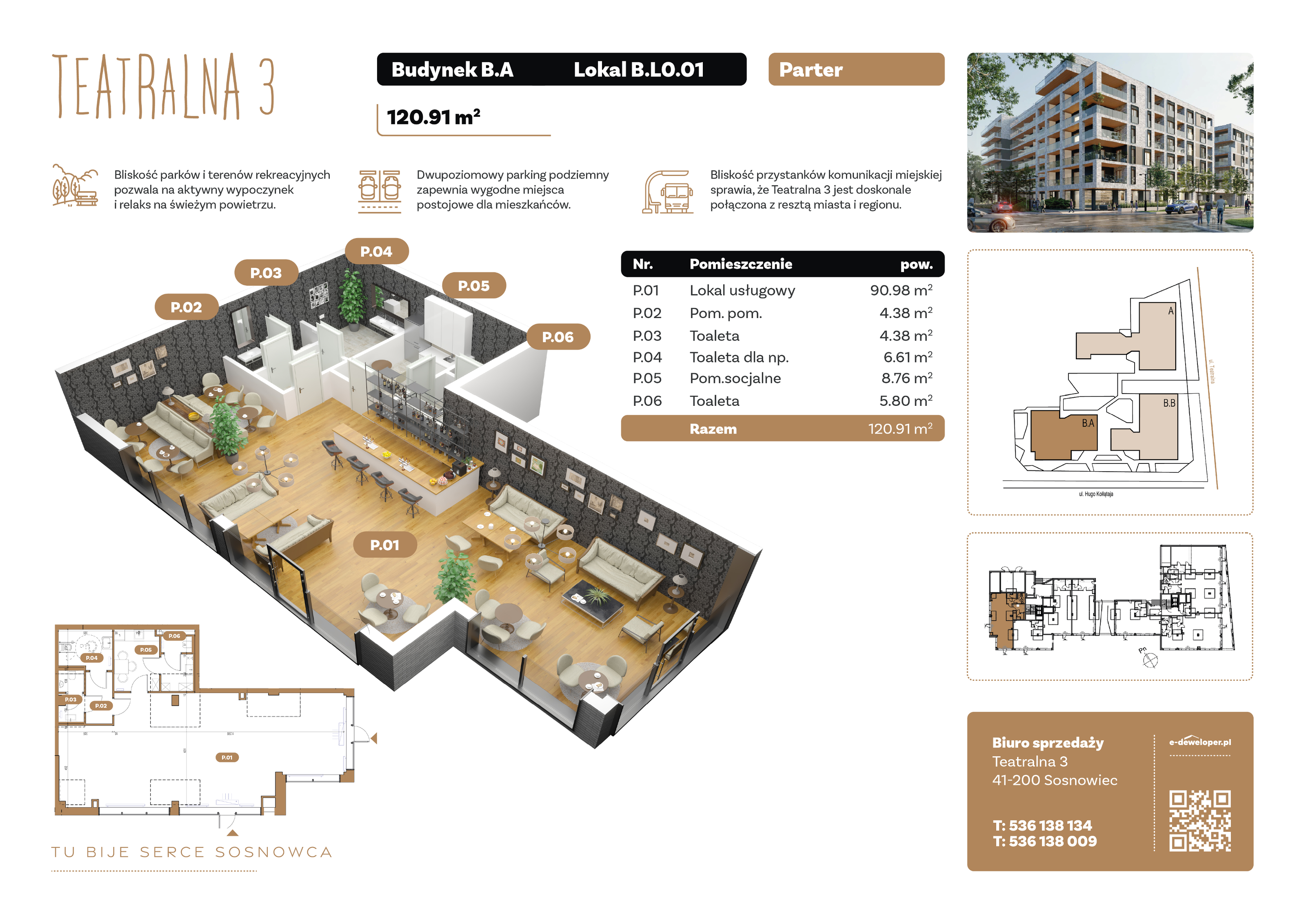 Lokal użytkowy 120,91 m², oferta nr B.LO.01, Teatralna 3 - lokale użytkowe, Sosnowiec, Śródmieście, ul. Teatralna 3-idx