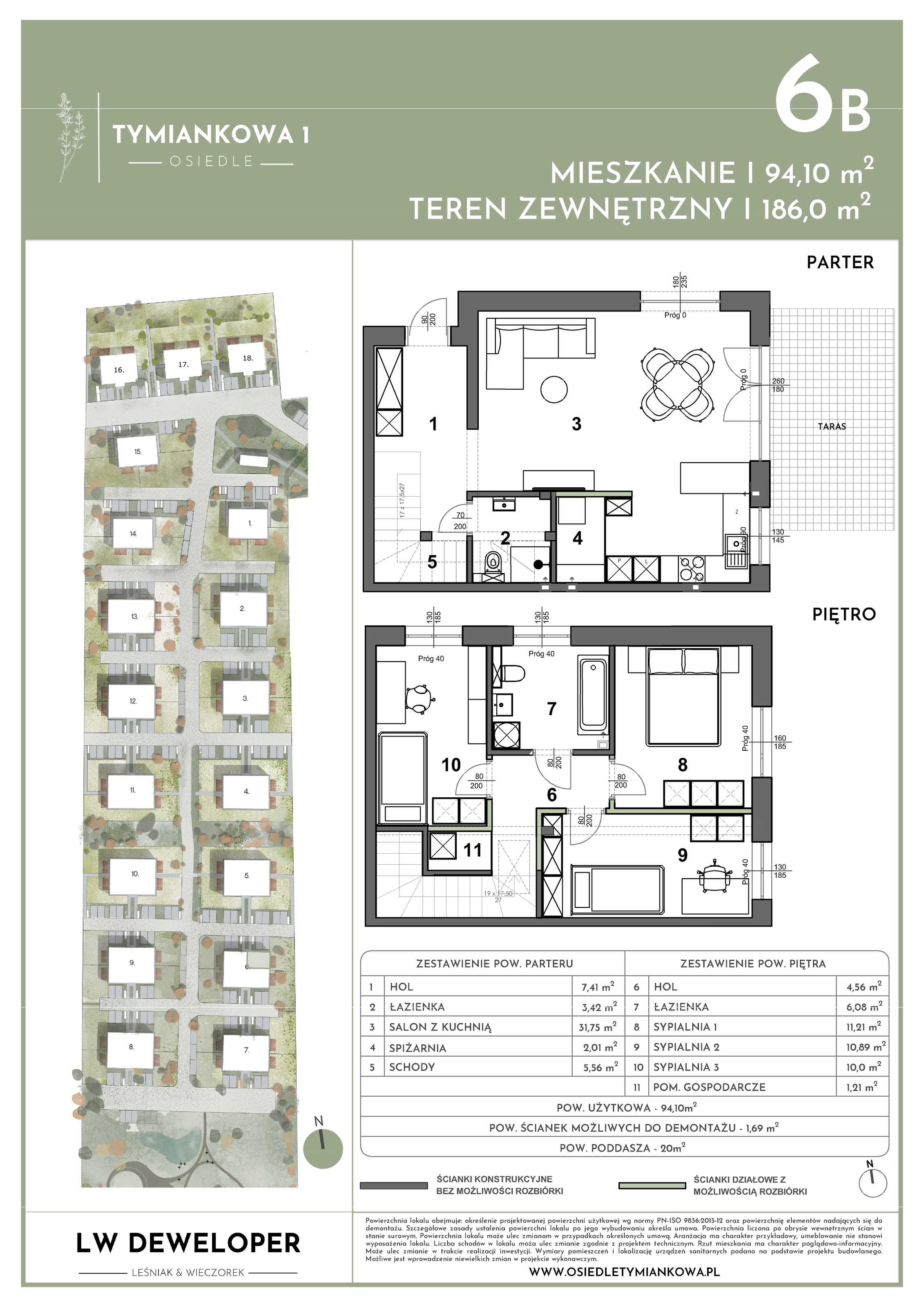 Dom 94,10 m², oferta nr 6B, Osiedle Tymiankowa 1 - domy, Łódź, Widzew, ul. Tymiankowa 1-idx