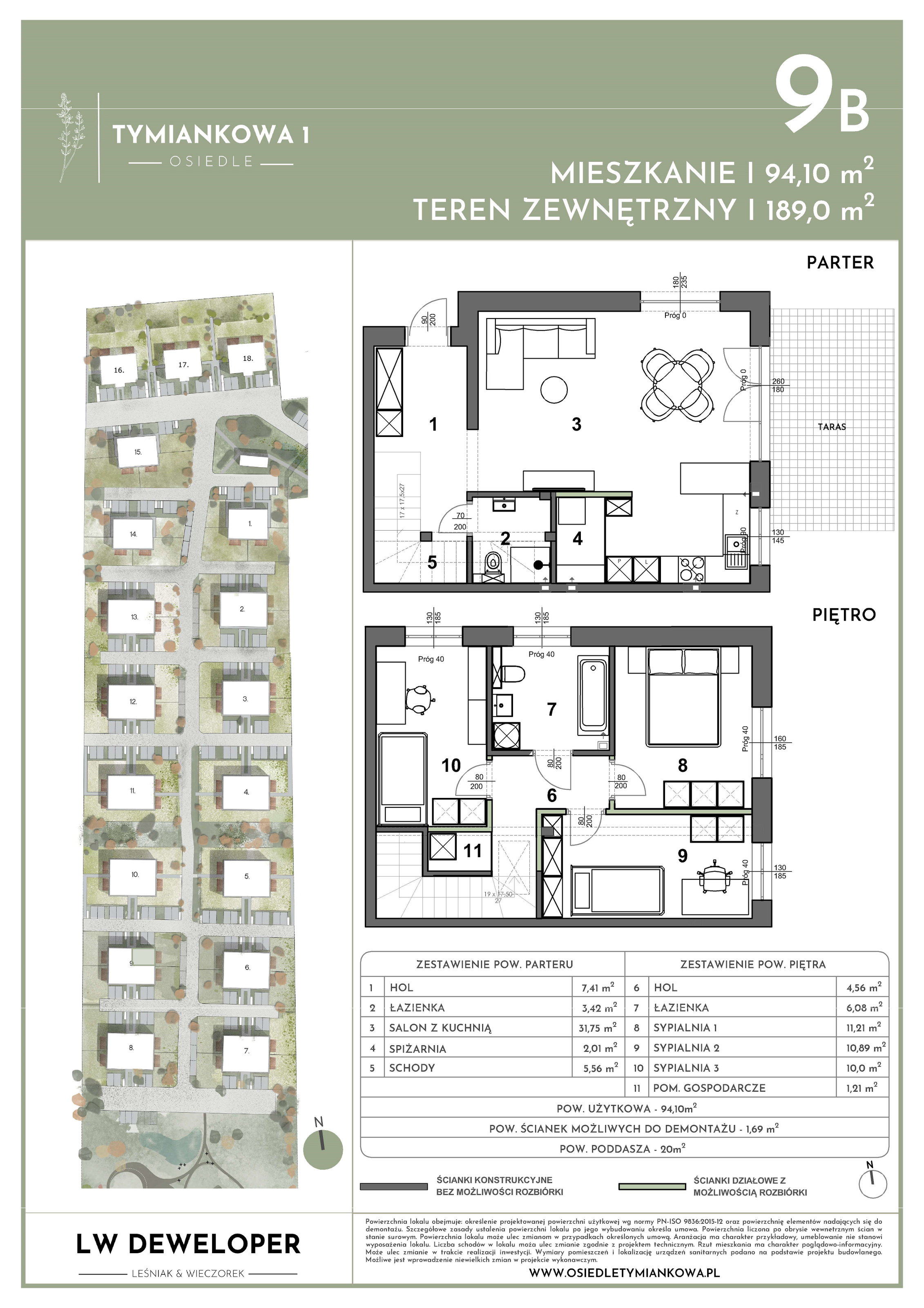 Dom 94,10 m², oferta nr 9B, Osiedle Tymiankowa 1 - domy, Łódź, Widzew, ul. Tymiankowa 1-idx