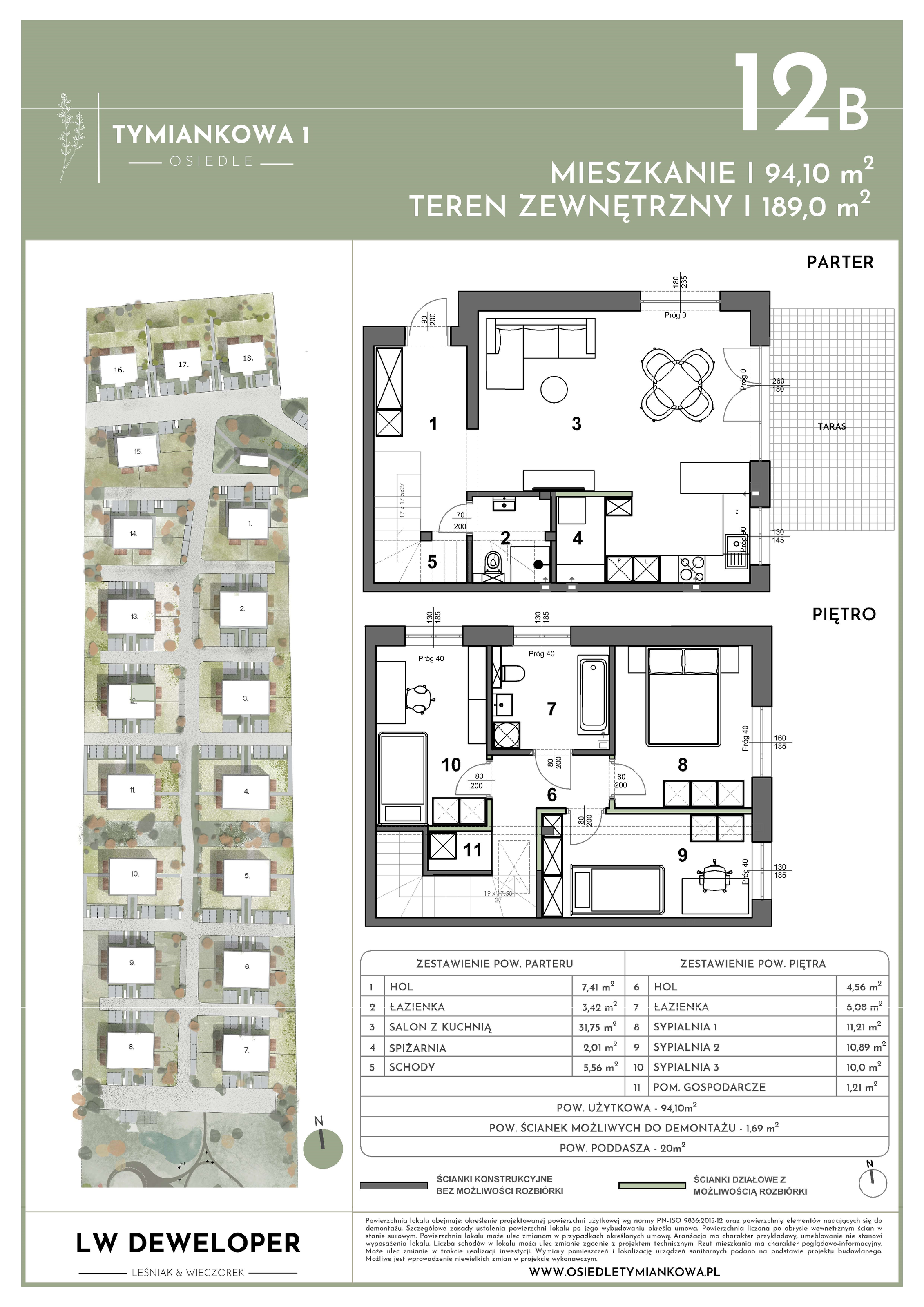 Dom 94,10 m², oferta nr 12B, Osiedle Tymiankowa 1 - domy, Łódź, Widzew, ul. Tymiankowa 1-idx