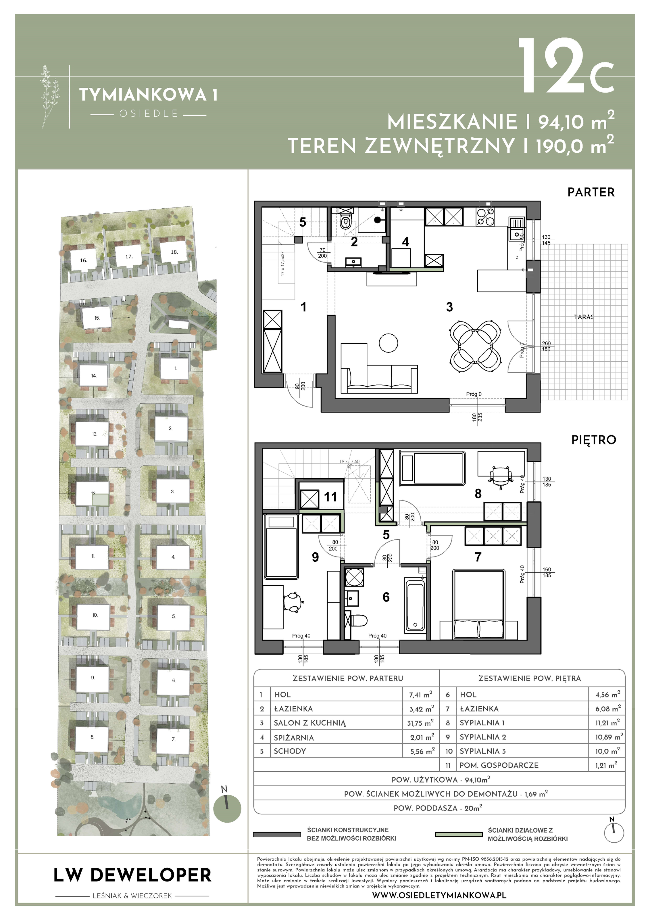 Dom 94,10 m², oferta nr 12C, Osiedle Tymiankowa 1 - domy, Łódź, Widzew, ul. Tymiankowa 1-idx