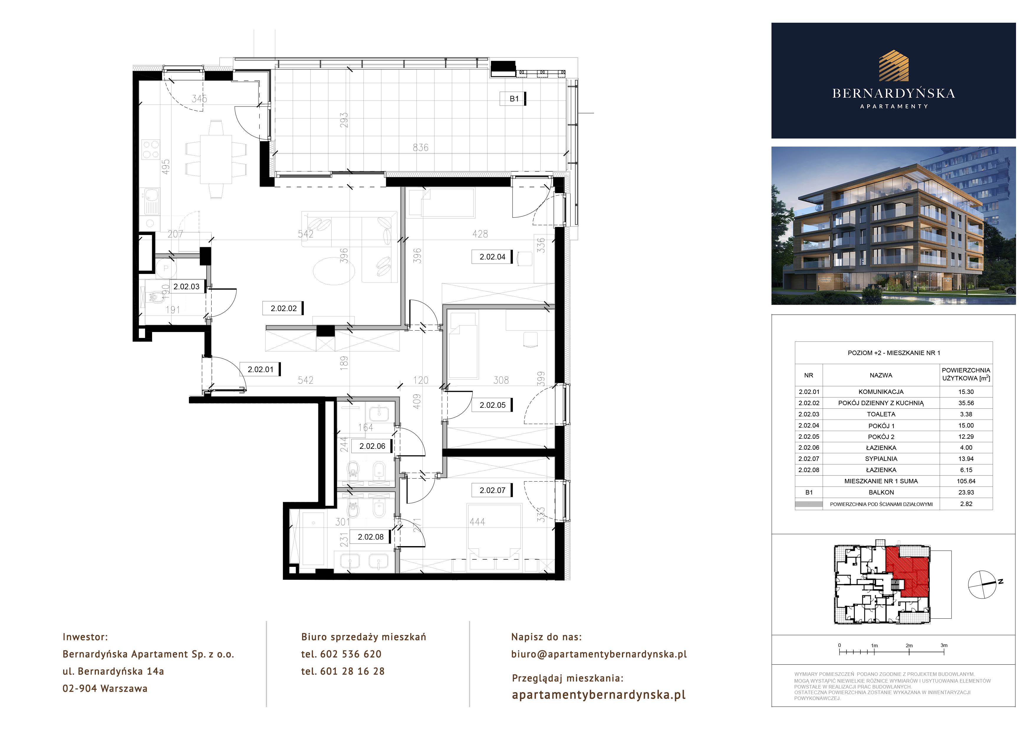 Apartament 105,64 m², piętro 2, oferta nr P2/1, Bernardyńska Apartamenty, Warszawa, Mokotów, ul. Bernardyńska 14A-idx