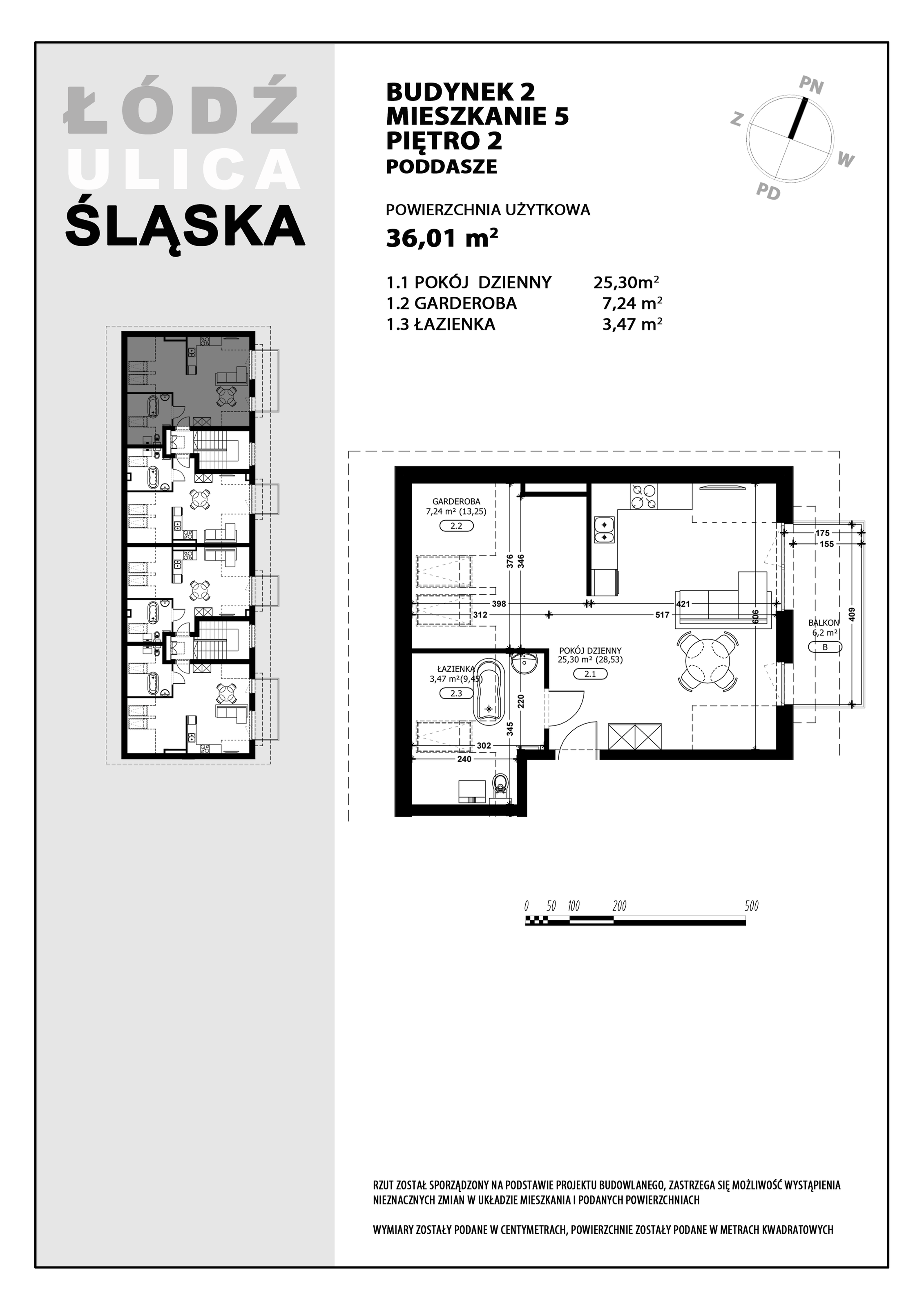 Mieszkanie 36,01 m², piętro 2, oferta nr B2-M5, Śląska Park, Łódź, Górna, Chojny-Dąbrowa, ul. Śląska 39-idx