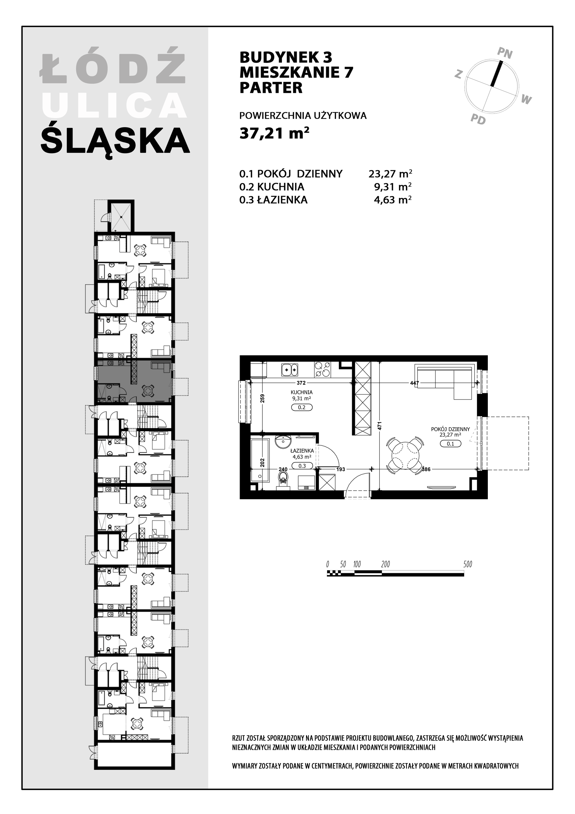 Mieszkanie 37,12 m², parter, oferta nr B3-M7, Śląska Park, Łódź, Górna, Chojny-Dąbrowa, ul. Śląska 39-idx