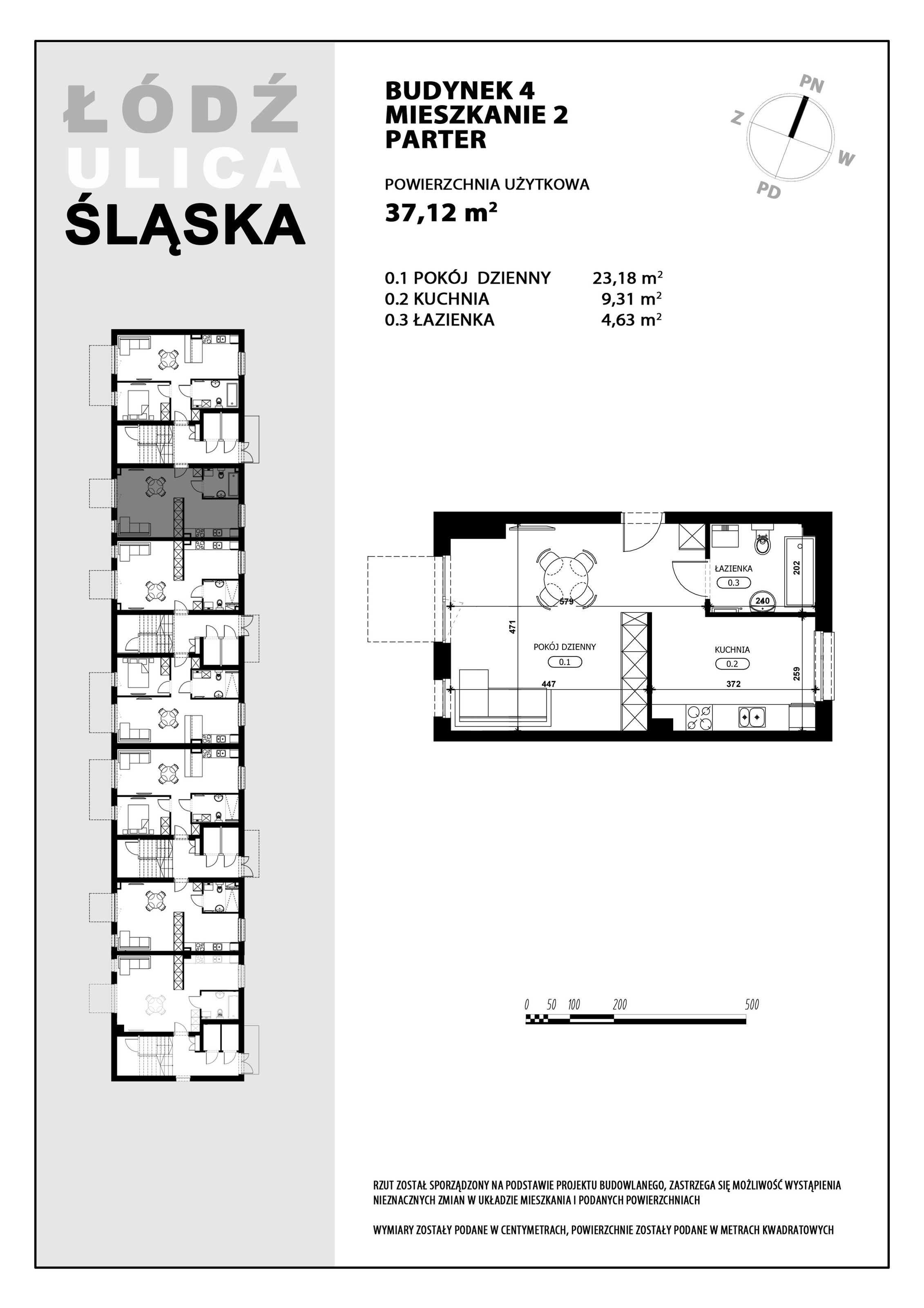 Mieszkanie 37,12 m², parter, oferta nr B4-M2, Śląska Park, Łódź, Górna, Chojny-Dąbrowa, ul. Śląska 39-idx