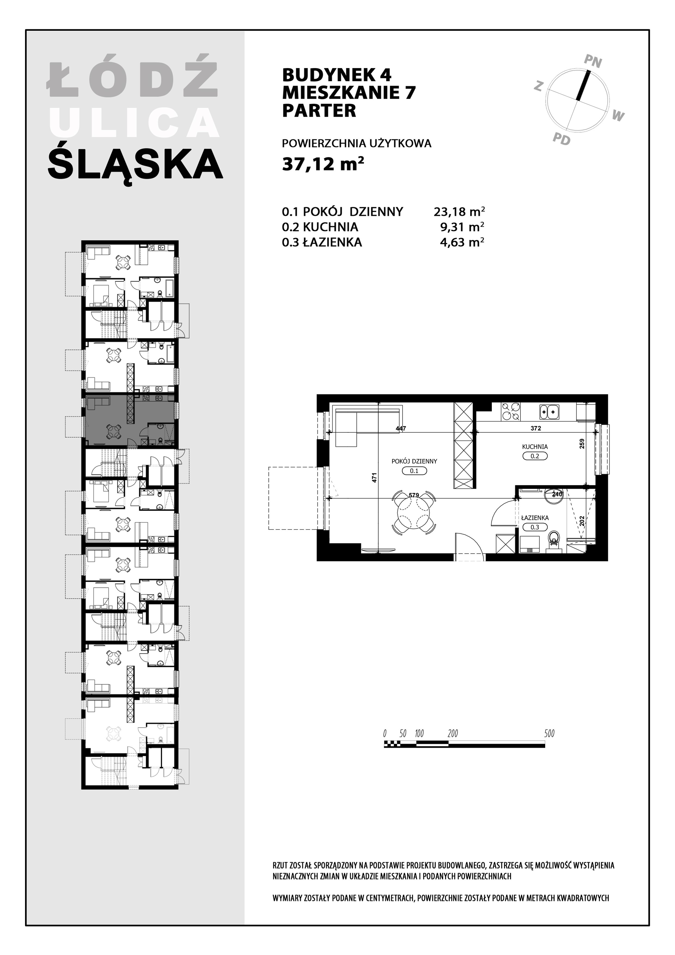 Mieszkanie 37,12 m², parter, oferta nr B4-M7, Śląska Park, Łódź, Górna, Chojny-Dąbrowa, ul. Śląska 39-idx