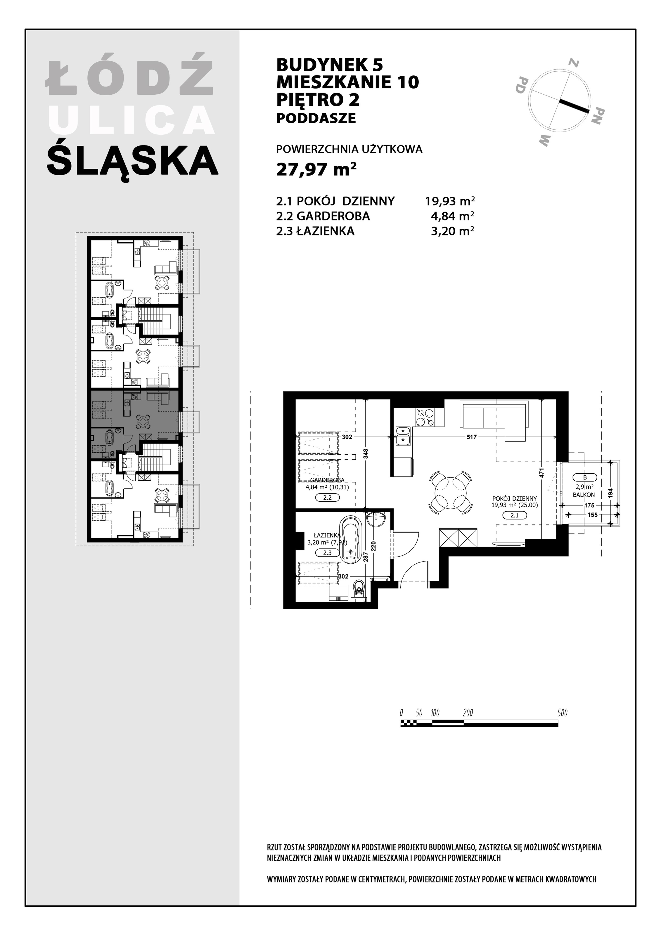 Mieszkanie 27,97 m², piętro 2, oferta nr B5-M10, Śląska Park, Łódź, Górna, Chojny-Dąbrowa, ul. Śląska 39-idx