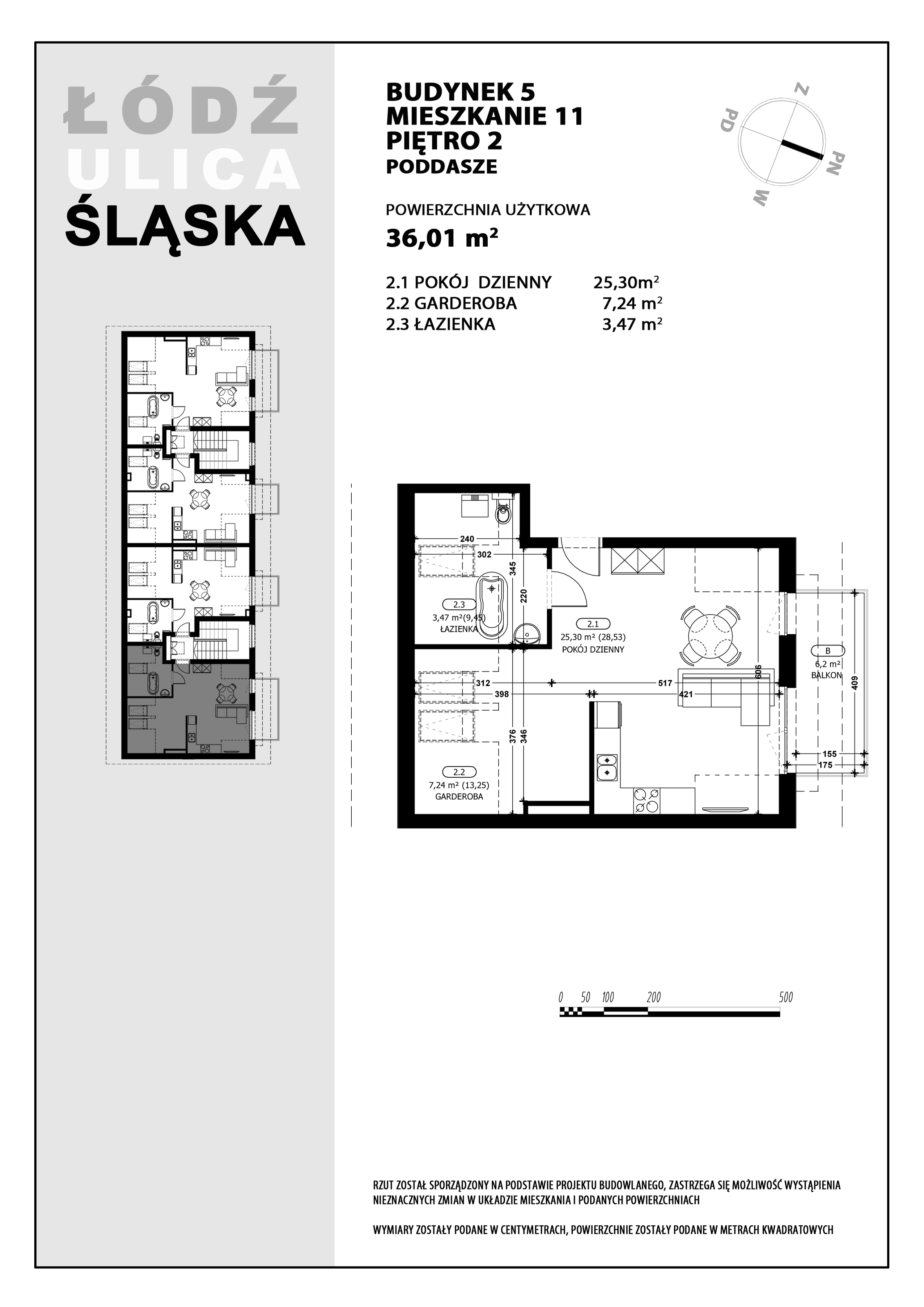 Mieszkanie 36,01 m², piętro 2, oferta nr B5-M11, Śląska Park, Łódź, Górna, Chojny-Dąbrowa, ul. Śląska 39-idx