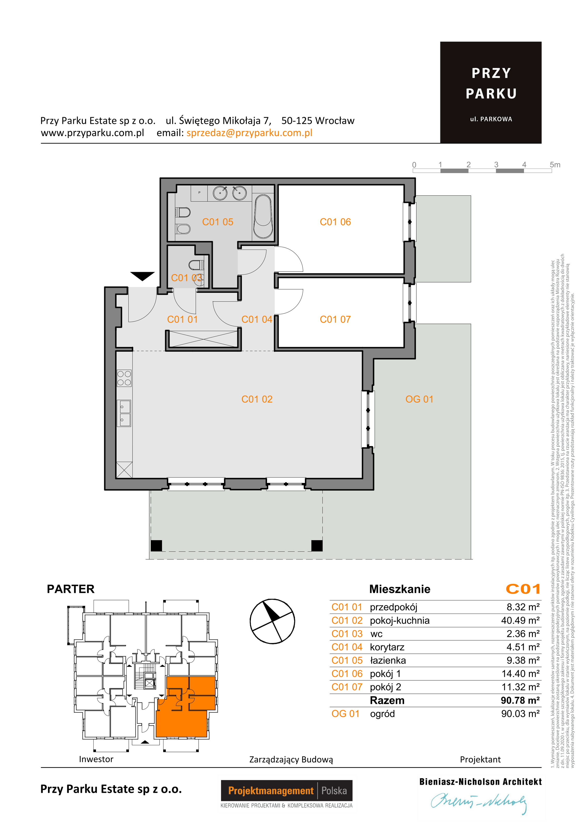 Apartament 90,78 m², parter, oferta nr C01, Przy Parku, Żerniki Wrocławskie, ul. Parkowa-idx