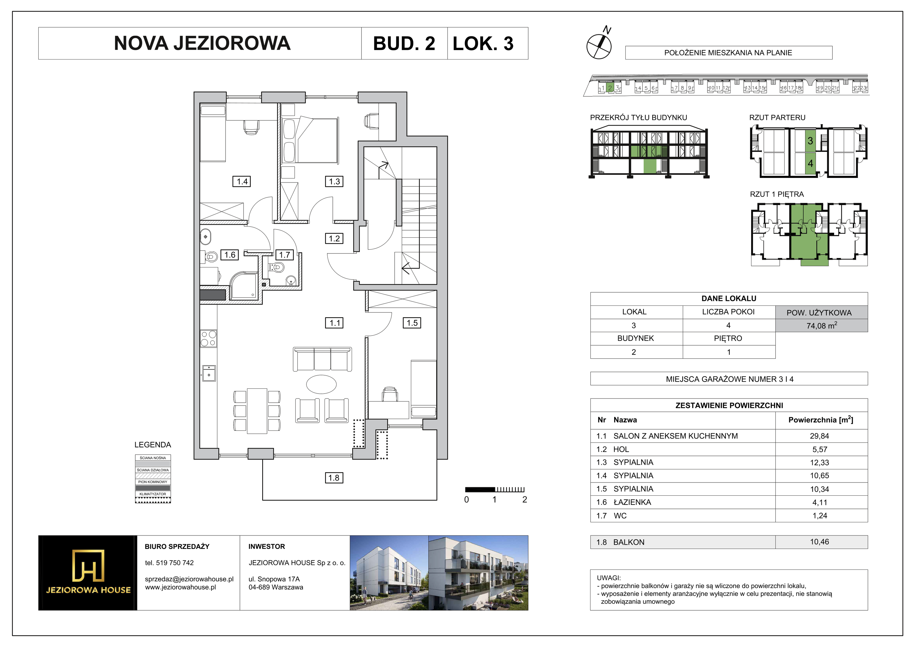 Mieszkanie 74,08 m², piętro 1, oferta nr 3, Nova Jeziorowa, Warszawa, Wawer, Zerzeń, ul. Jeziorowa-idx