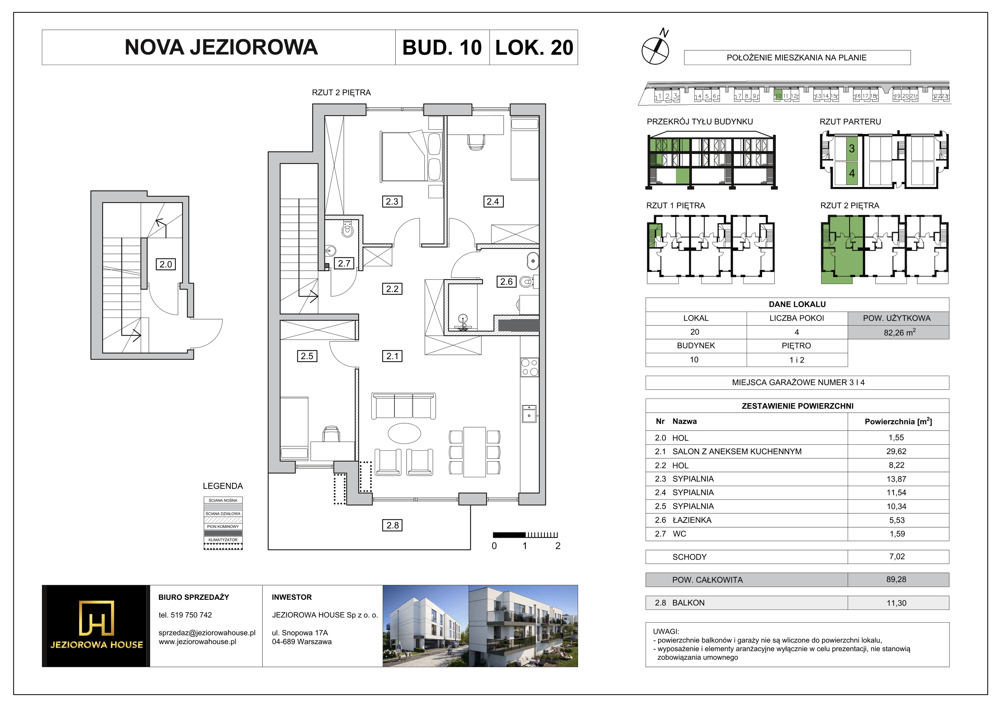 Mieszkanie 82,26 m², piętro 2, oferta nr 20, Nova Jeziorowa, Warszawa, Wawer, Zerzeń, ul. Jeziorowa-idx