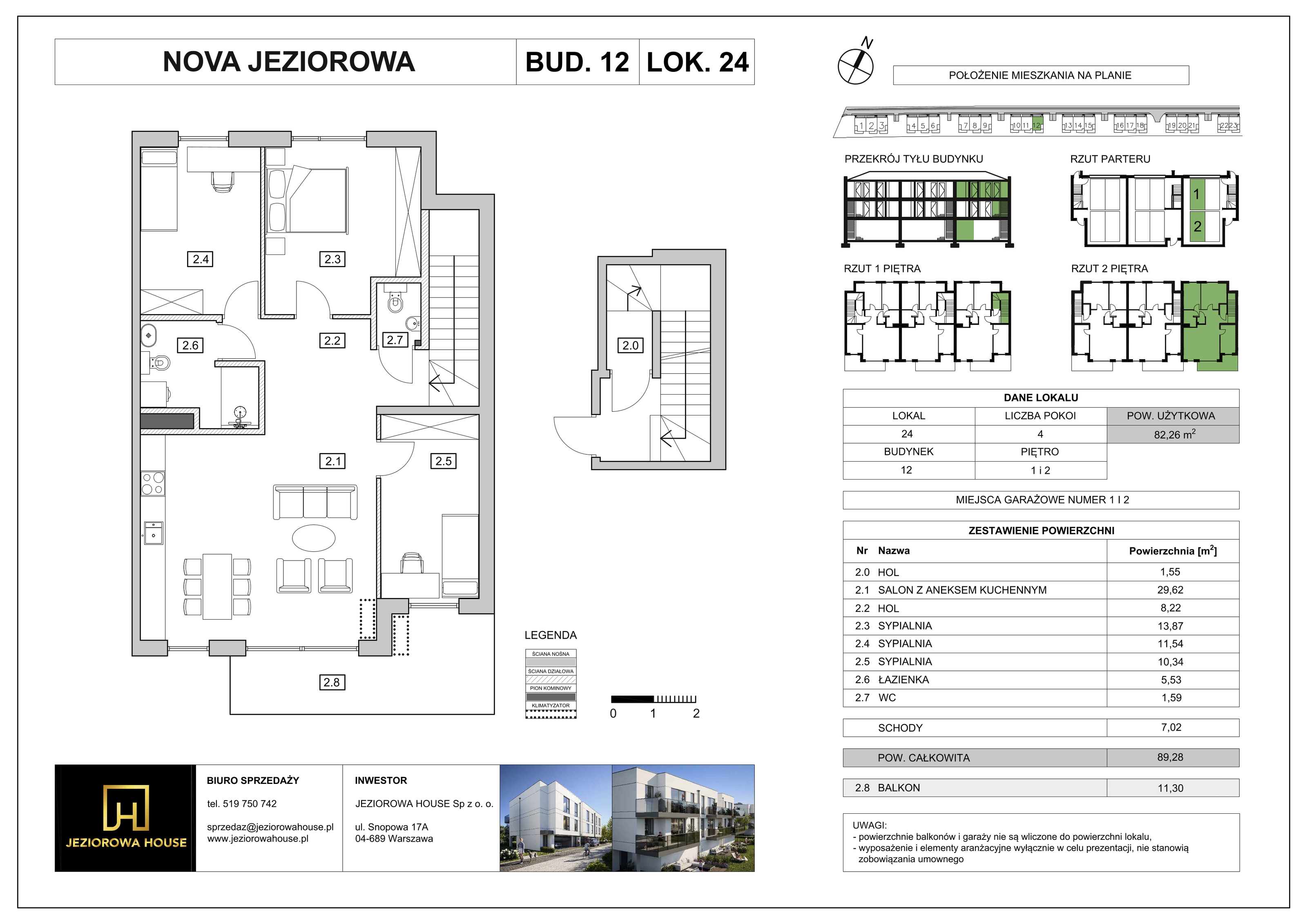 Mieszkanie 82,26 m², piętro 2, oferta nr 24, Nova Jeziorowa, Warszawa, Wawer, Zerzeń, ul. Jeziorowa-idx