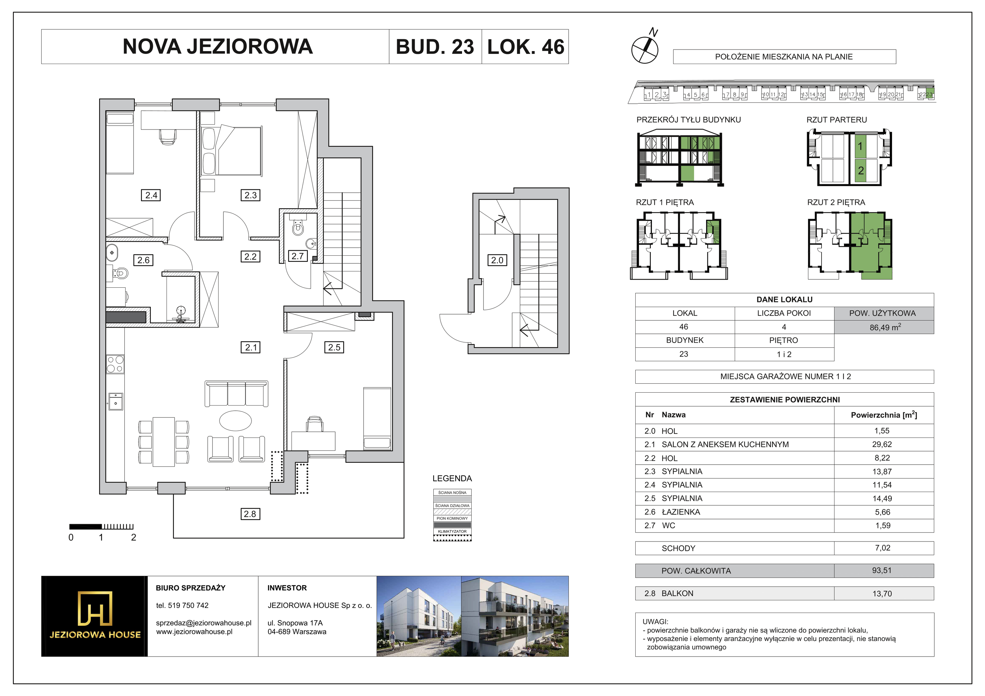 Mieszkanie 82,26 m², piętro 2, oferta nr 46, Nova Jeziorowa, Warszawa, Wawer, Zerzeń, ul. Jeziorowa-idx